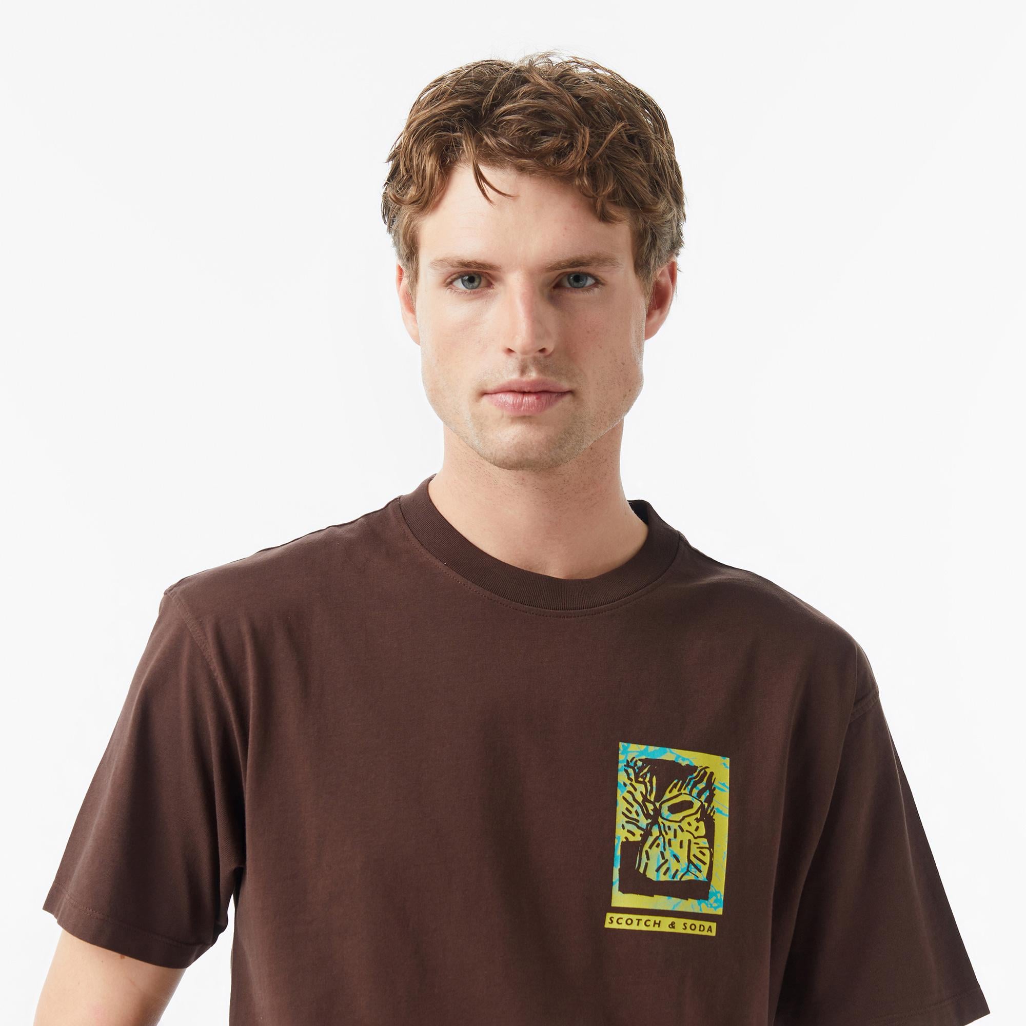 Scotch&Soda Relaxed Fit Front Back Erkek Kahverengi T-Shirt