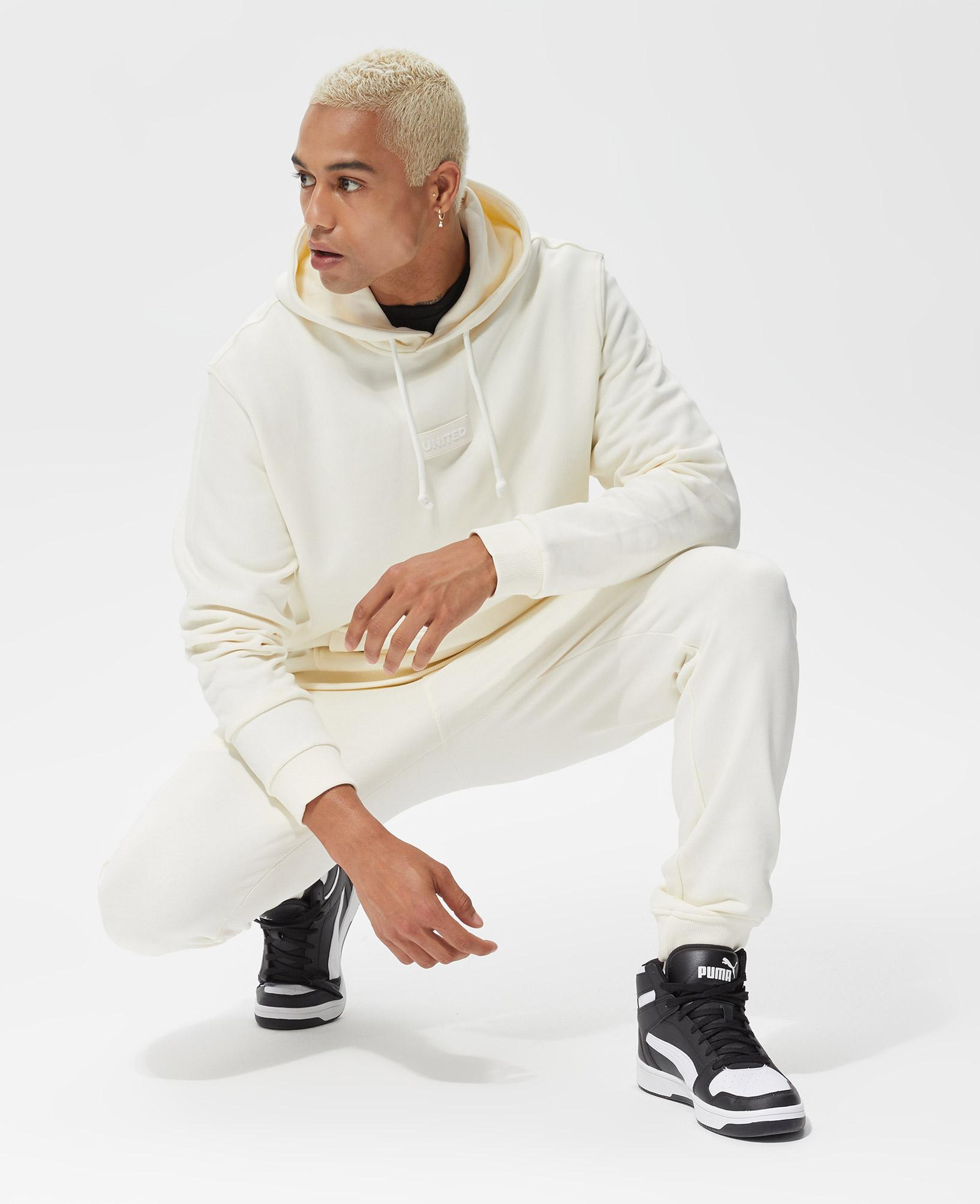 UNITED4 Classic Erkek Beyaz Hoodie
