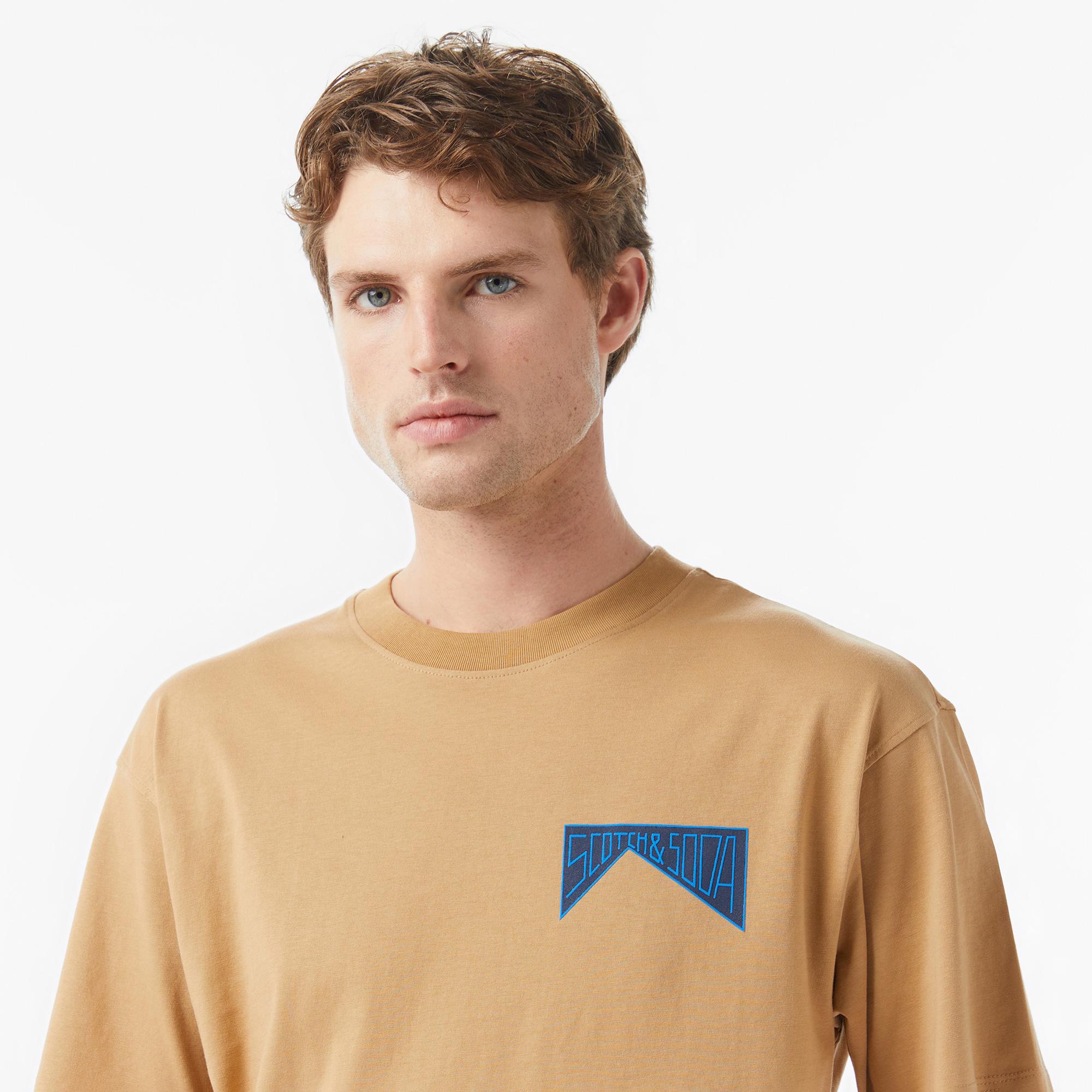 Scotch&Soda Relaxed Fit Front Back Erkek Bej T-Shirt
