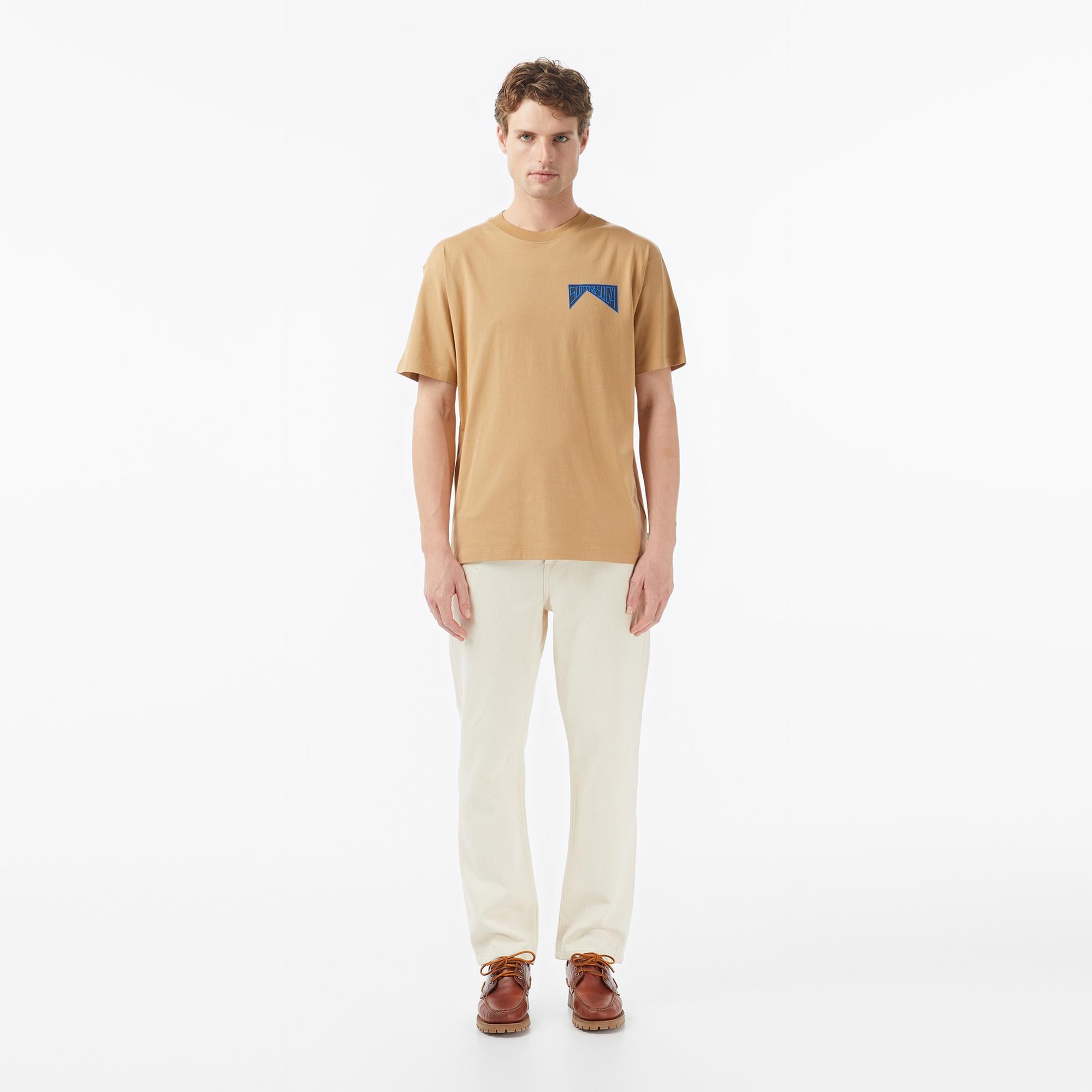 Scotch&Soda Relaxed Fit Front Back Erkek Bej T-Shirt