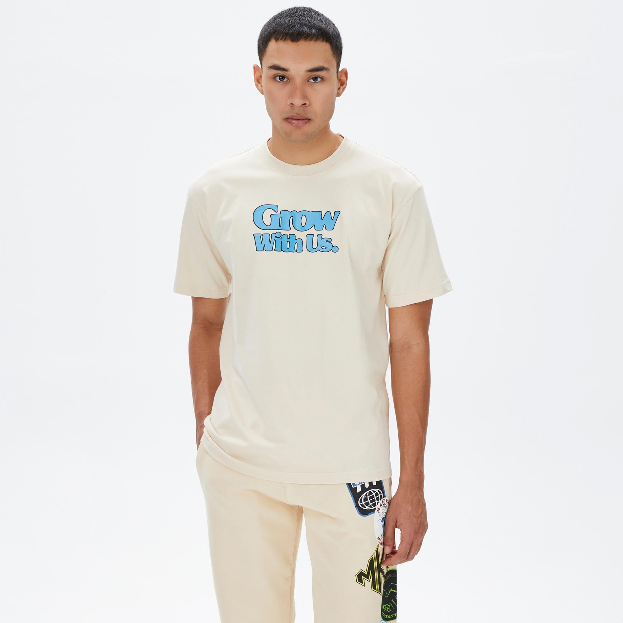 Market Grow With Us Erkek Krem T-Shirt
