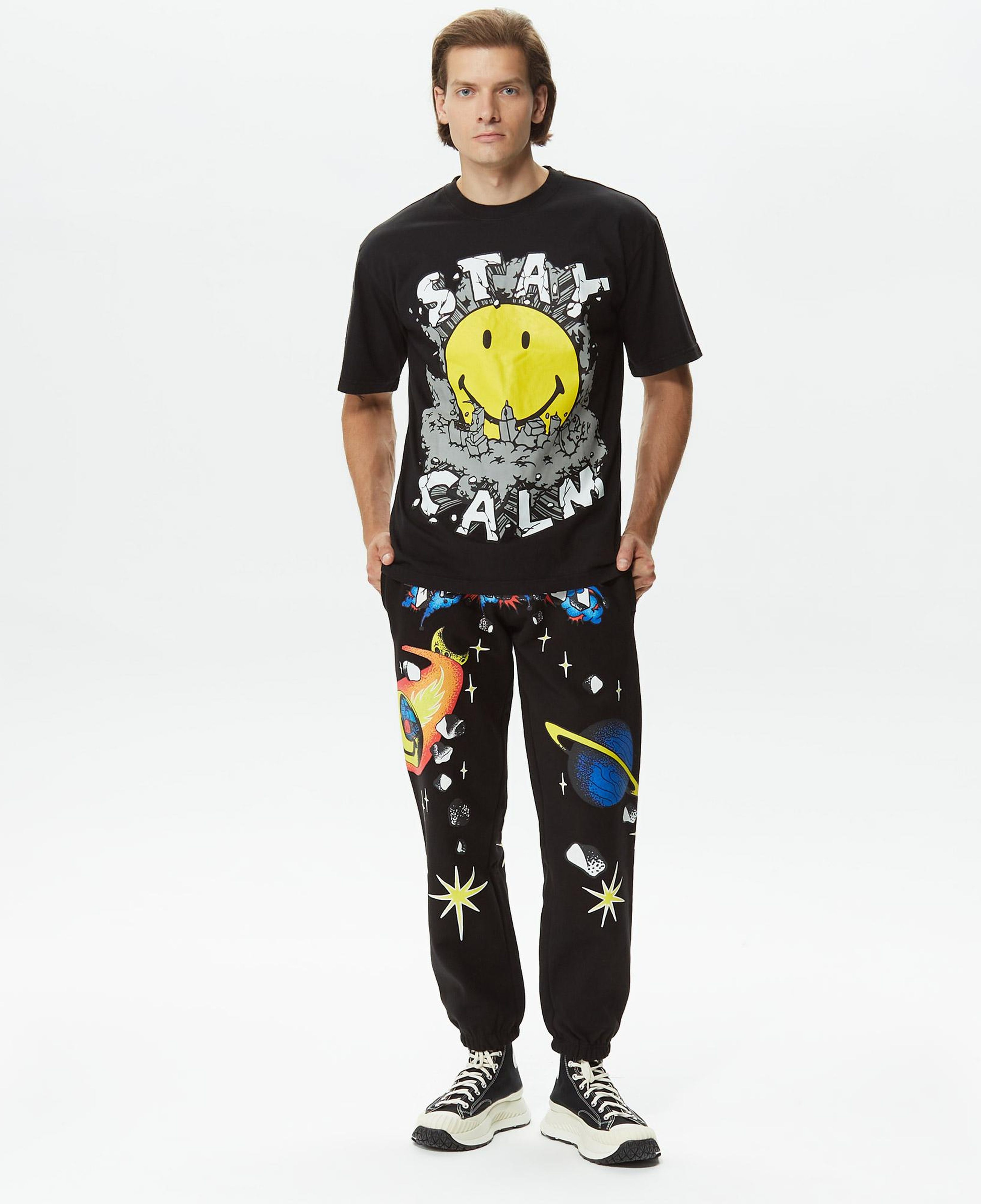 Market Smiley Stay Calm Erkek Siyah T-Shirt