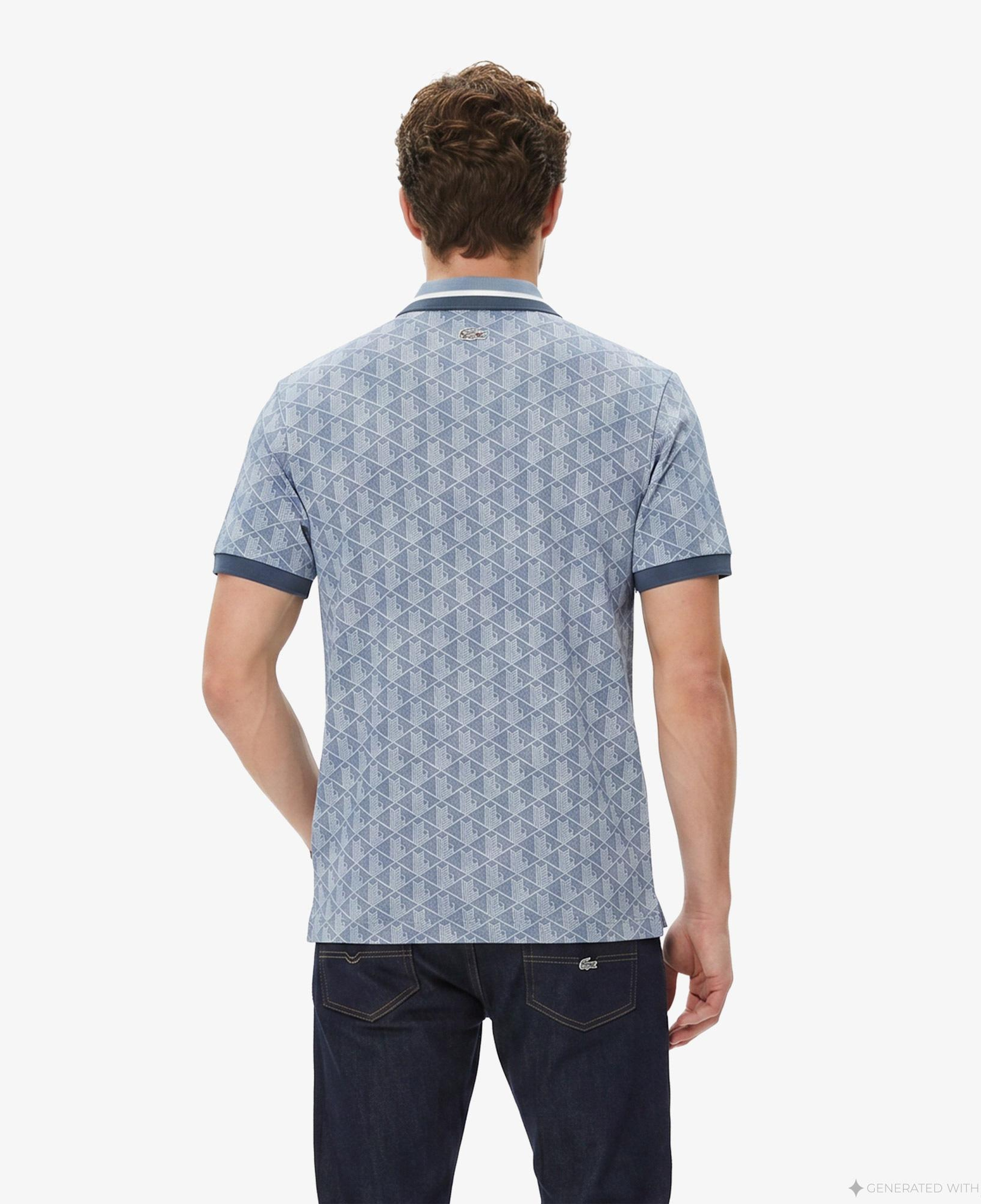 Lacoste Erkek Classic Fit Monogram Mavi Polo