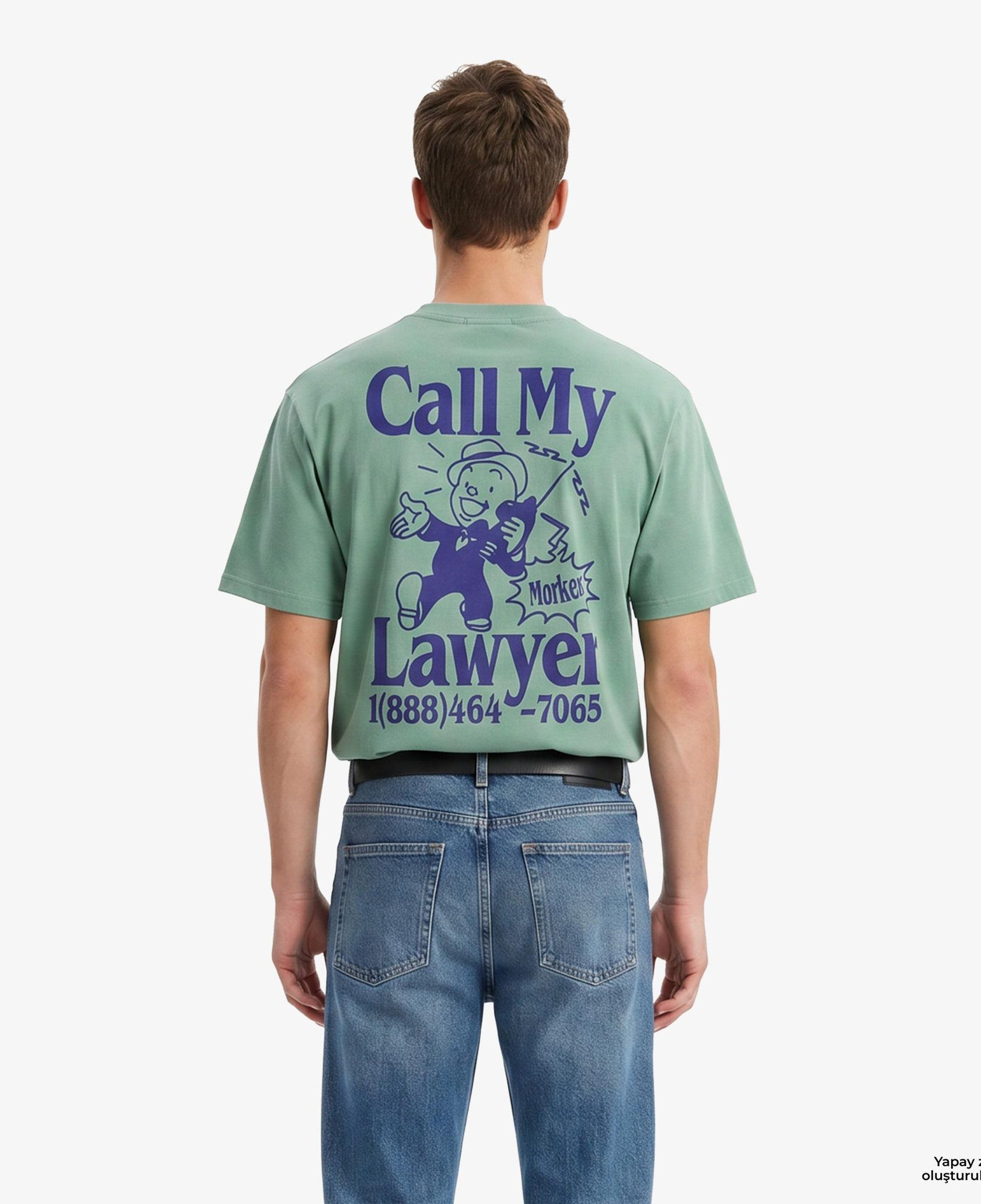 Market Walking And Talking Lawyer Erkek Yeşil T-Shirt