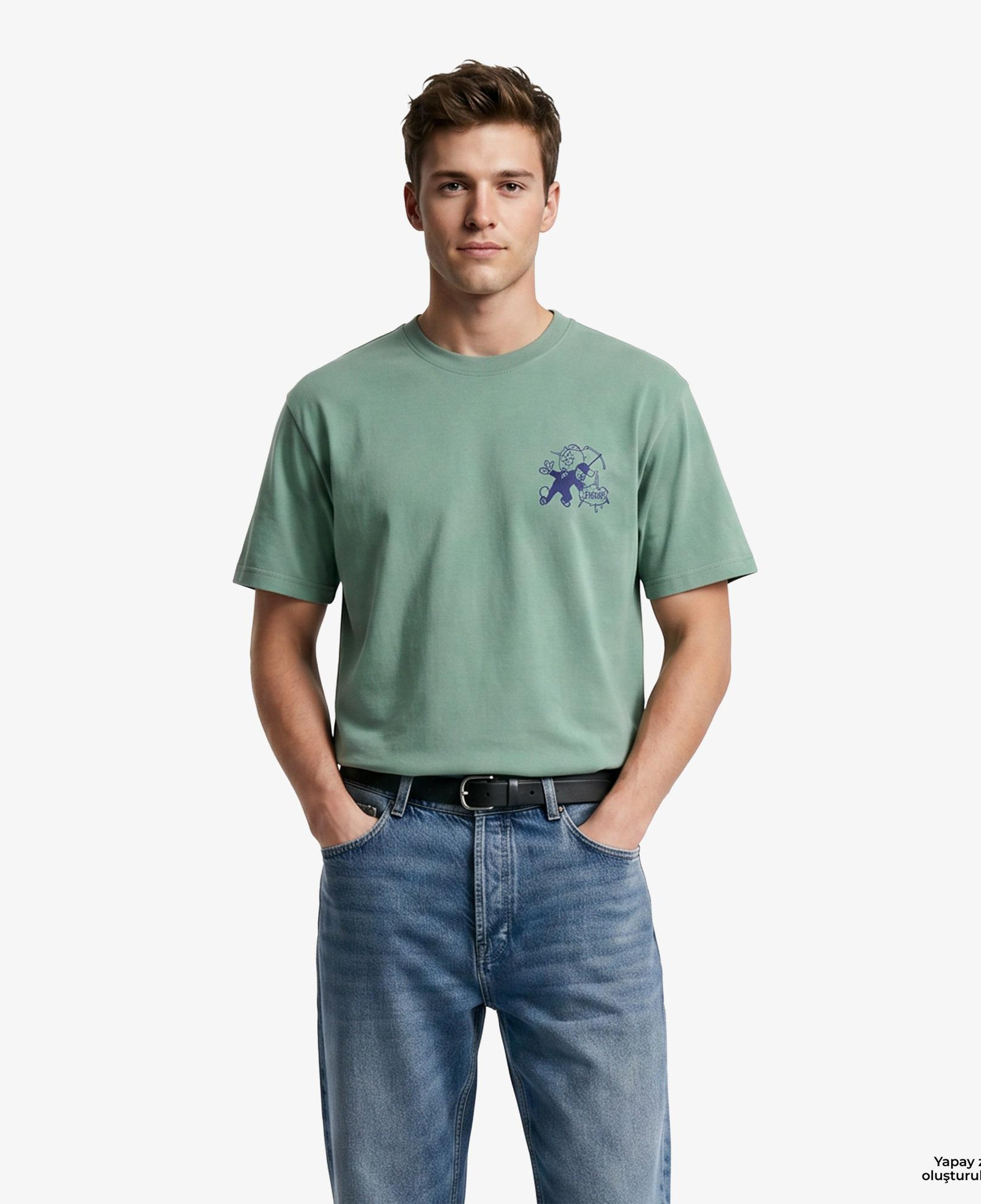 Market Walking And Talking Lawyer Erkek Yeşil T-Shirt