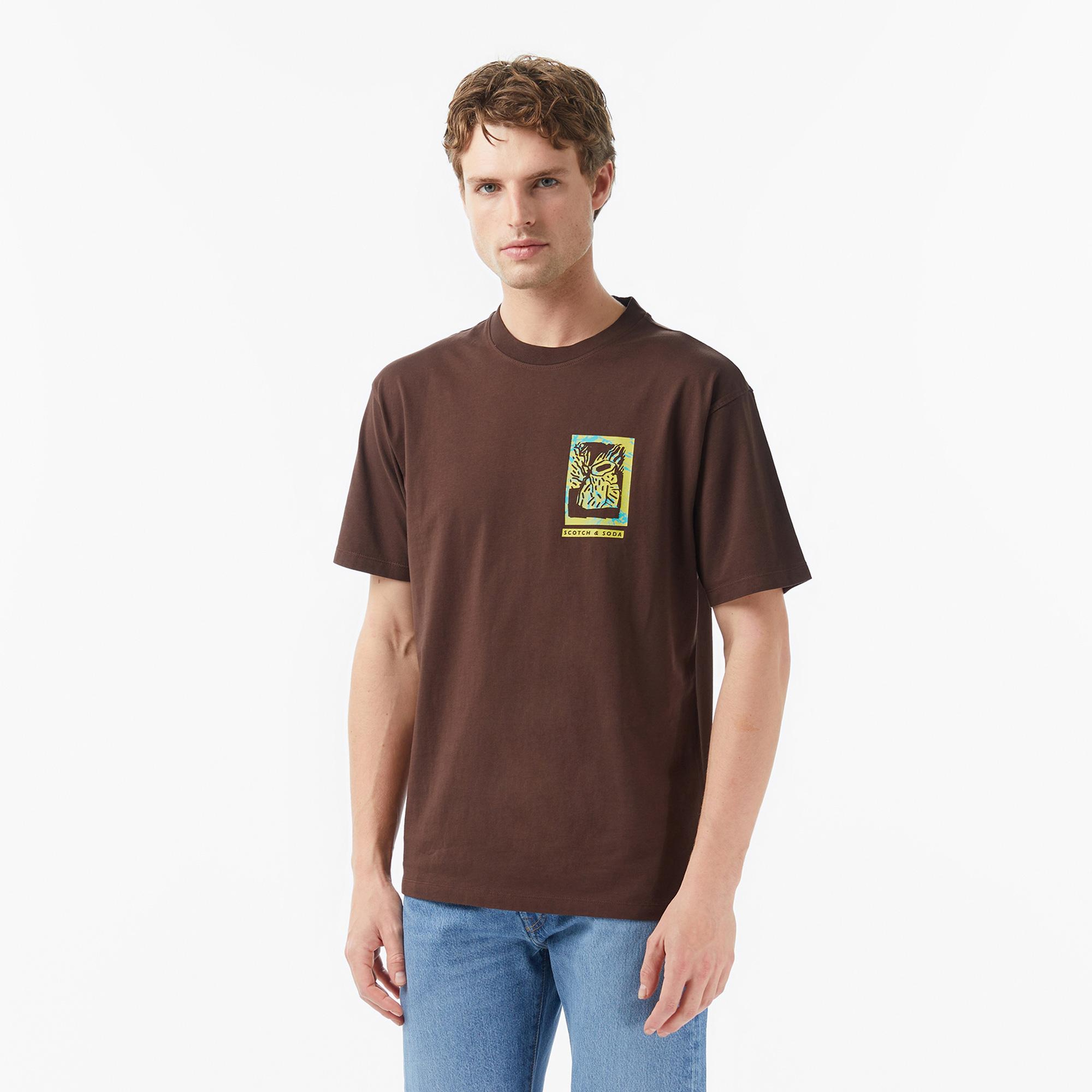 Scotch&Soda Relaxed Fit Front Back Erkek Kahverengi T-Shirt