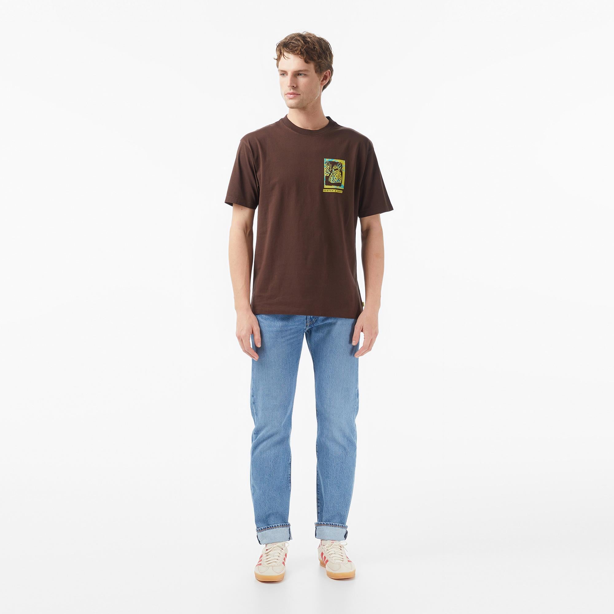 Scotch&Soda Relaxed Fit Front Back Erkek Kahverengi T-Shirt