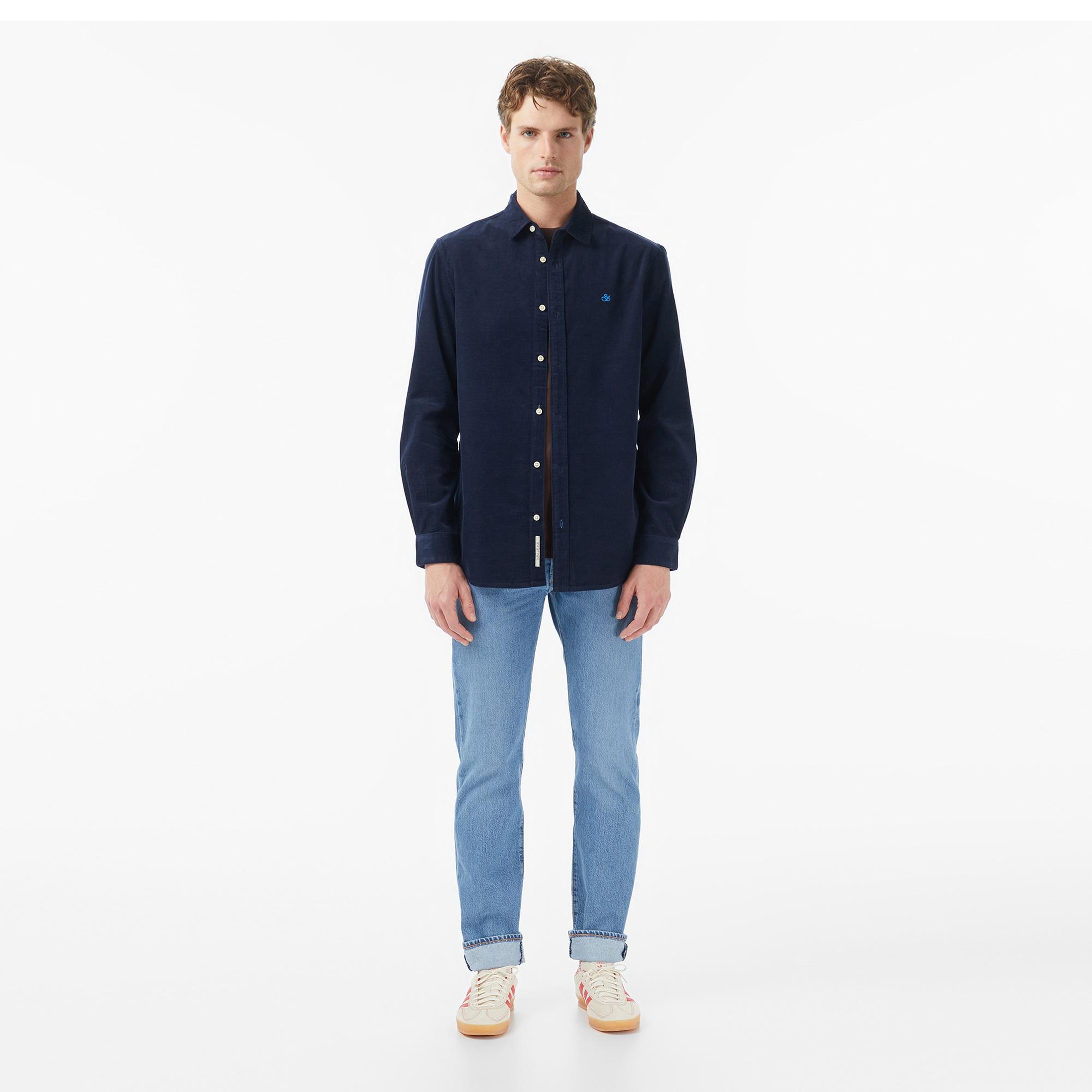 Scotch&Soda Regular-Fit Corduroy Erkek Lacivert Gömlek