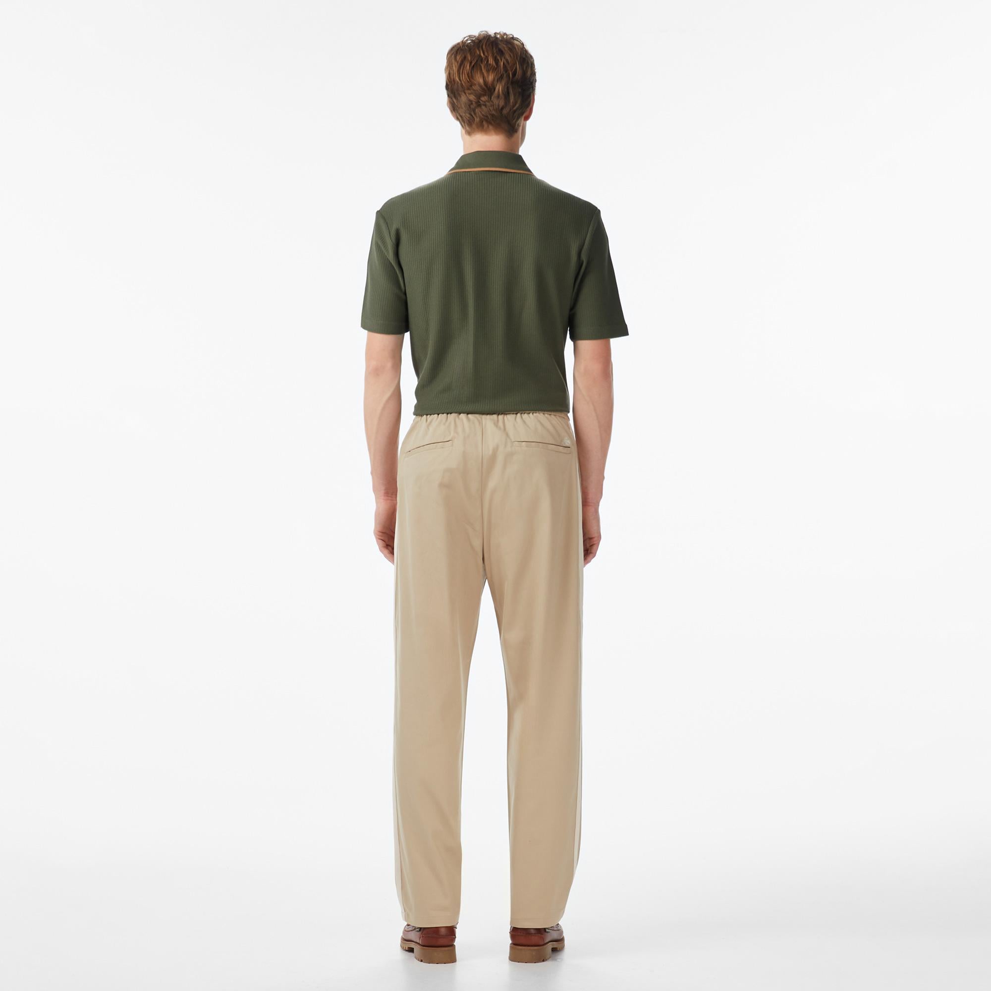 Scotch&Soda Tape-Trimmed Twill Jersey Pleated Erkek Bej Modal Karışımlı Pantolon
