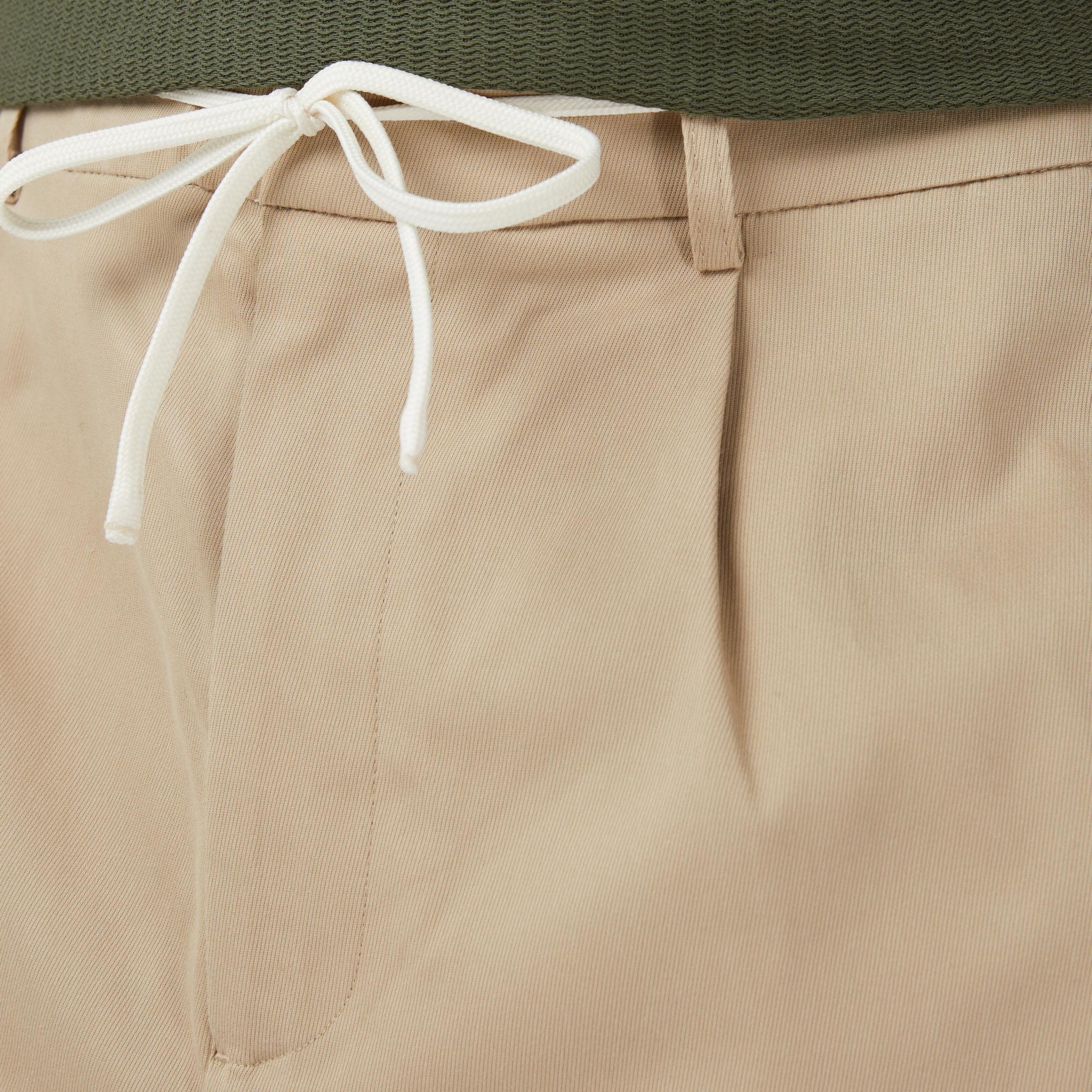 Scotch&Soda Tape-Trimmed Twill Jersey Pleated Erkek Bej Modal Karışımlı Pantolon