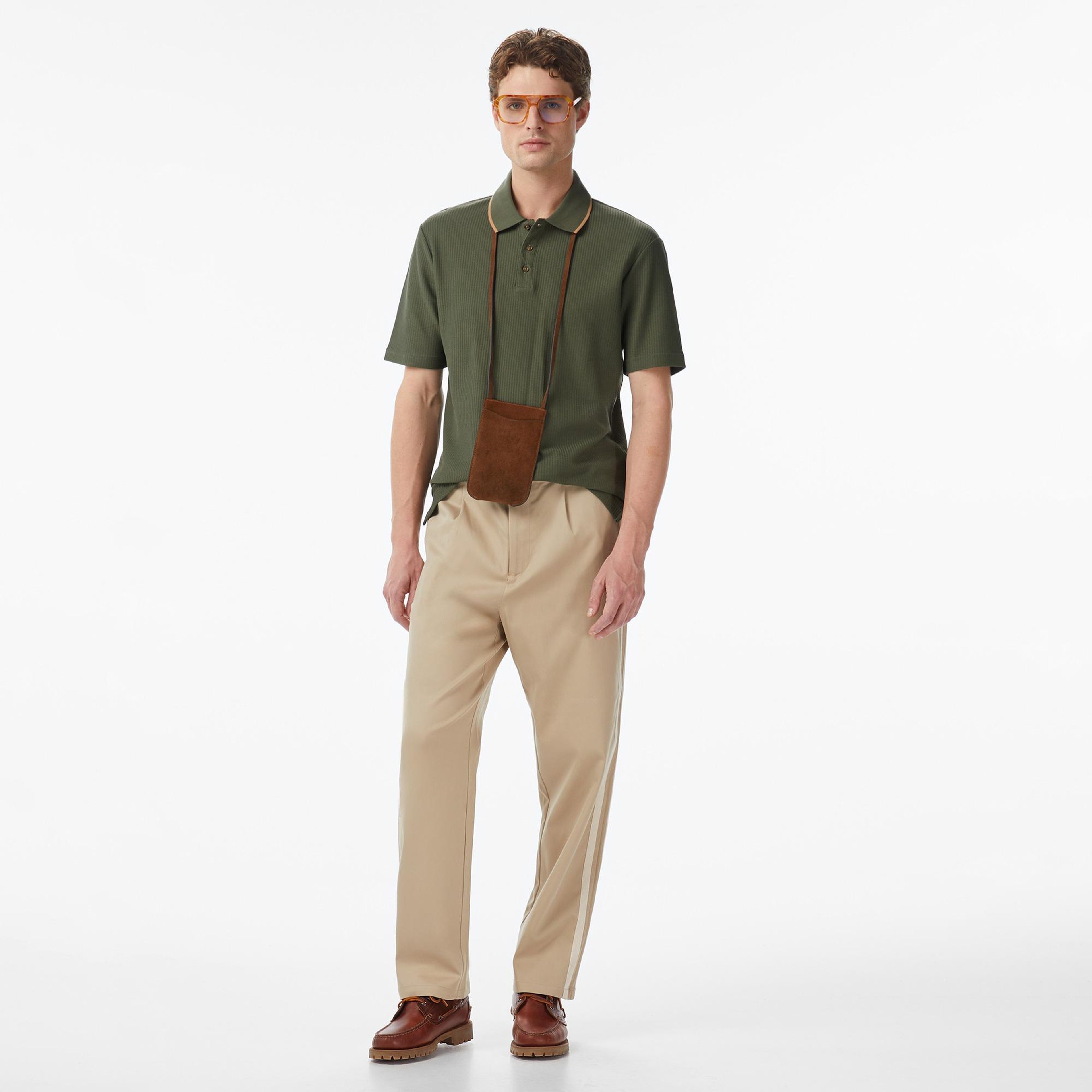 Scotch&Soda Tape-Trimmed Twill Jersey Pleated Erkek Bej Modal Karışımlı Pantolon