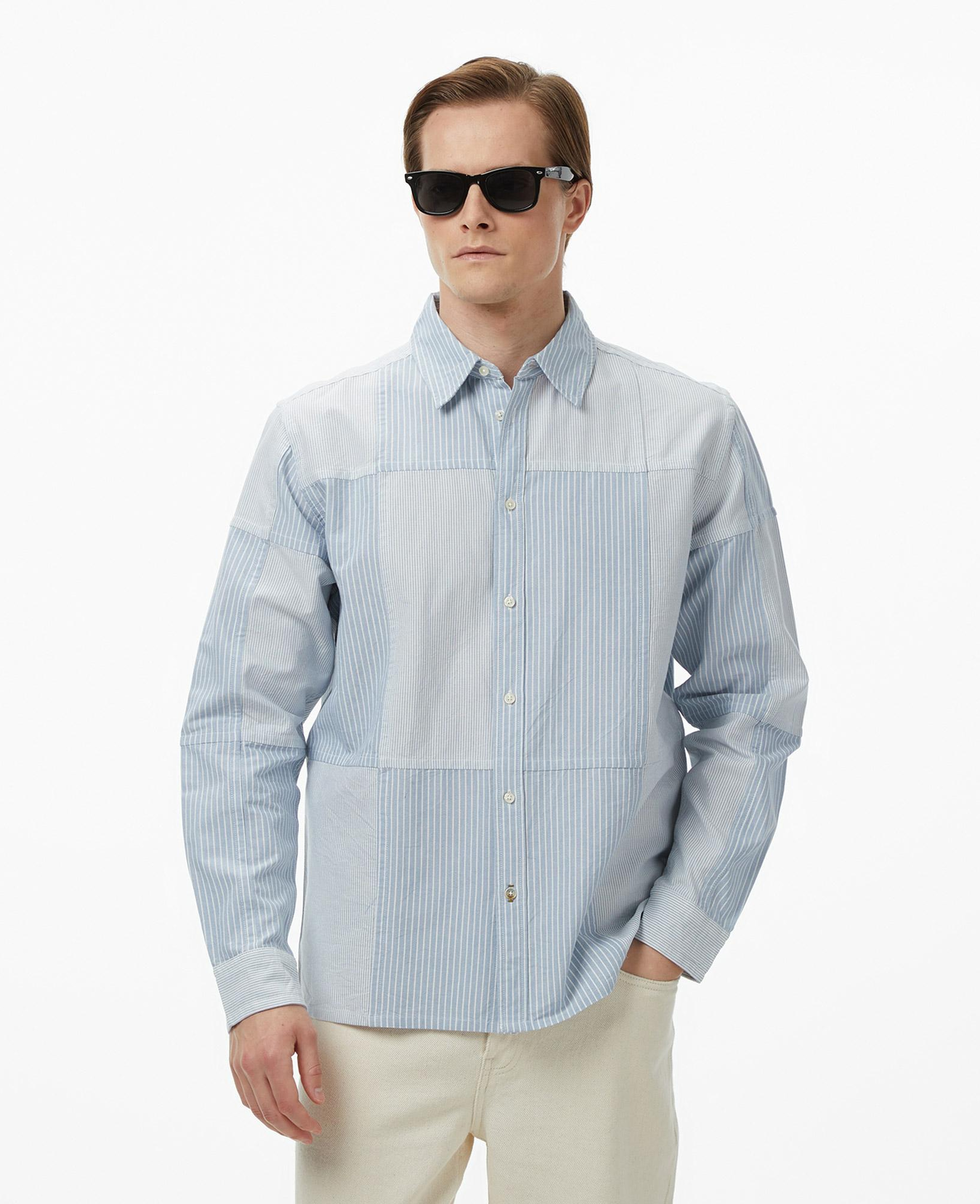 Scotch&Soda Patchwork Relaxed-Fit Oxford Erkek Lacivert Gömlek