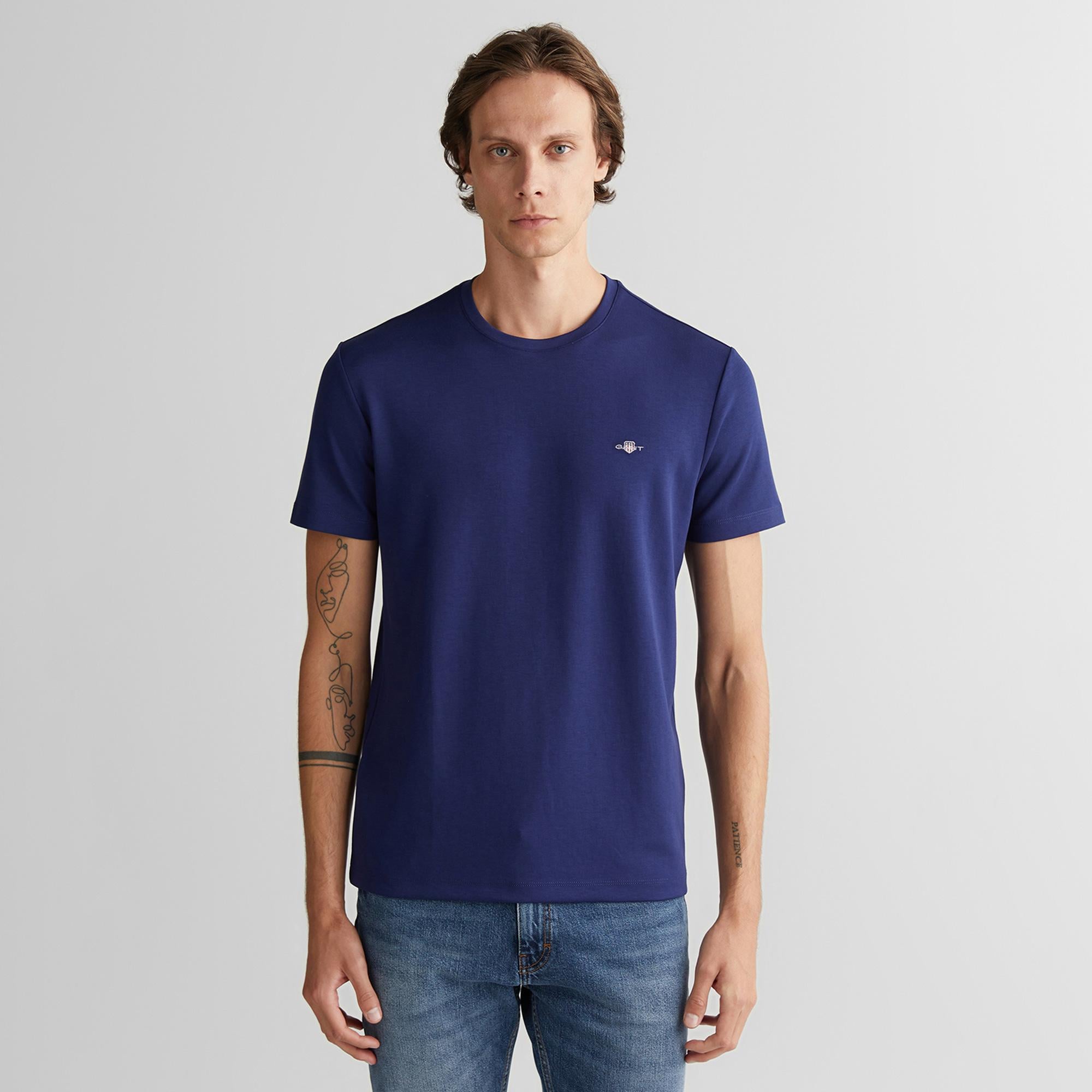 GANT Erkek Lacivert Relaxed Fit Bisiklet Yaka T-shirt