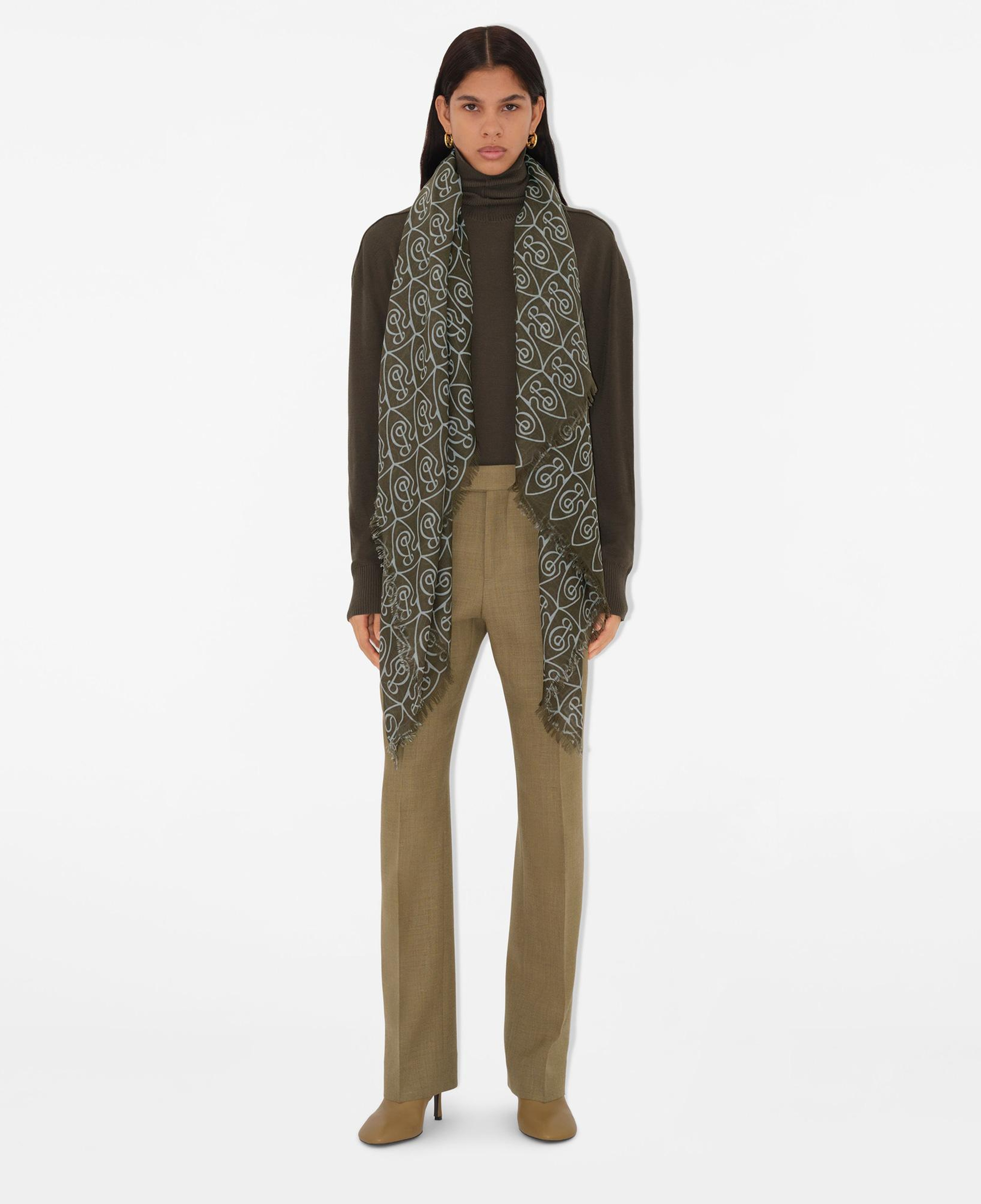 Burberry Repeat Shield Wool Kadın Haki Şal
