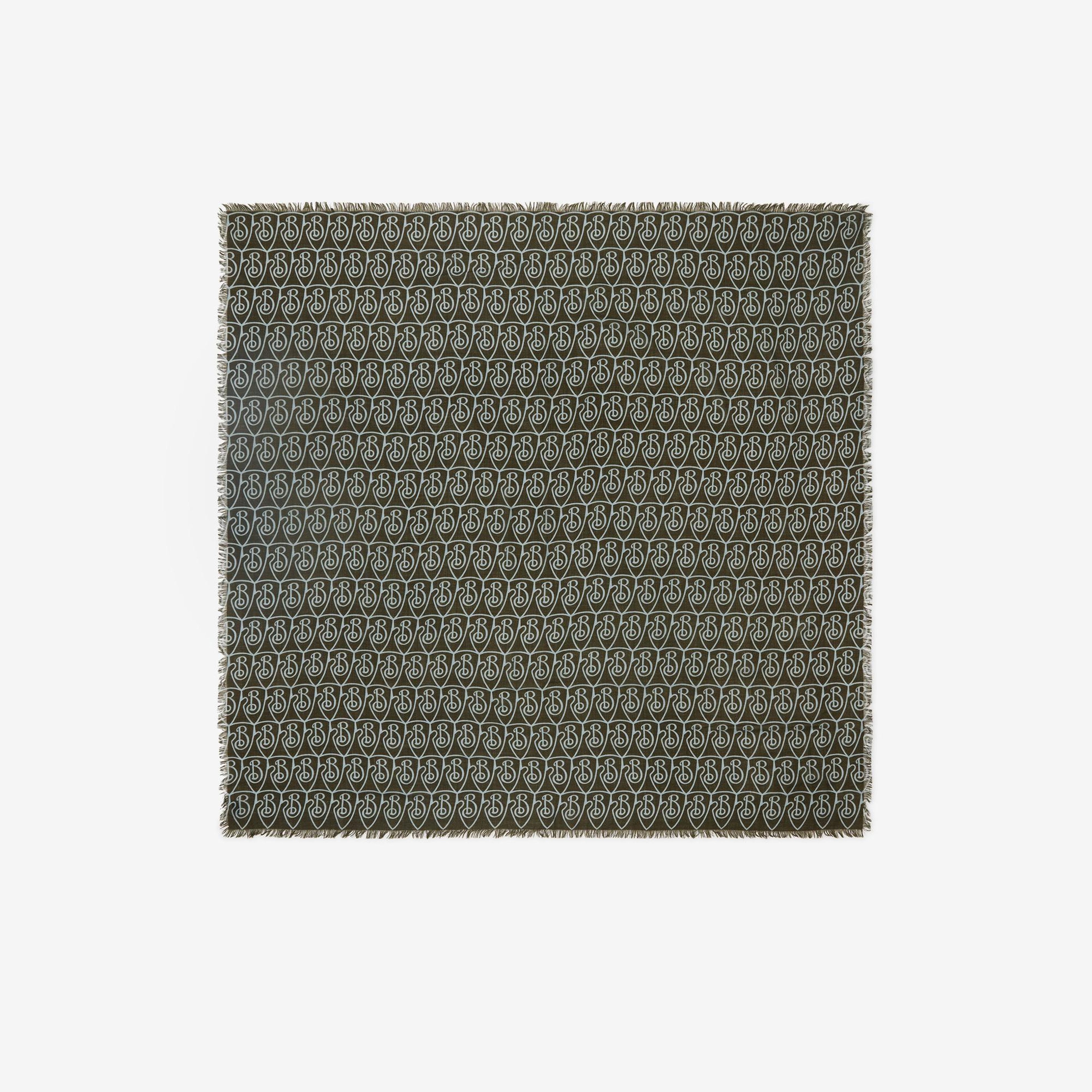 Burberry Repeat Shield Wool Kadın Haki Şal