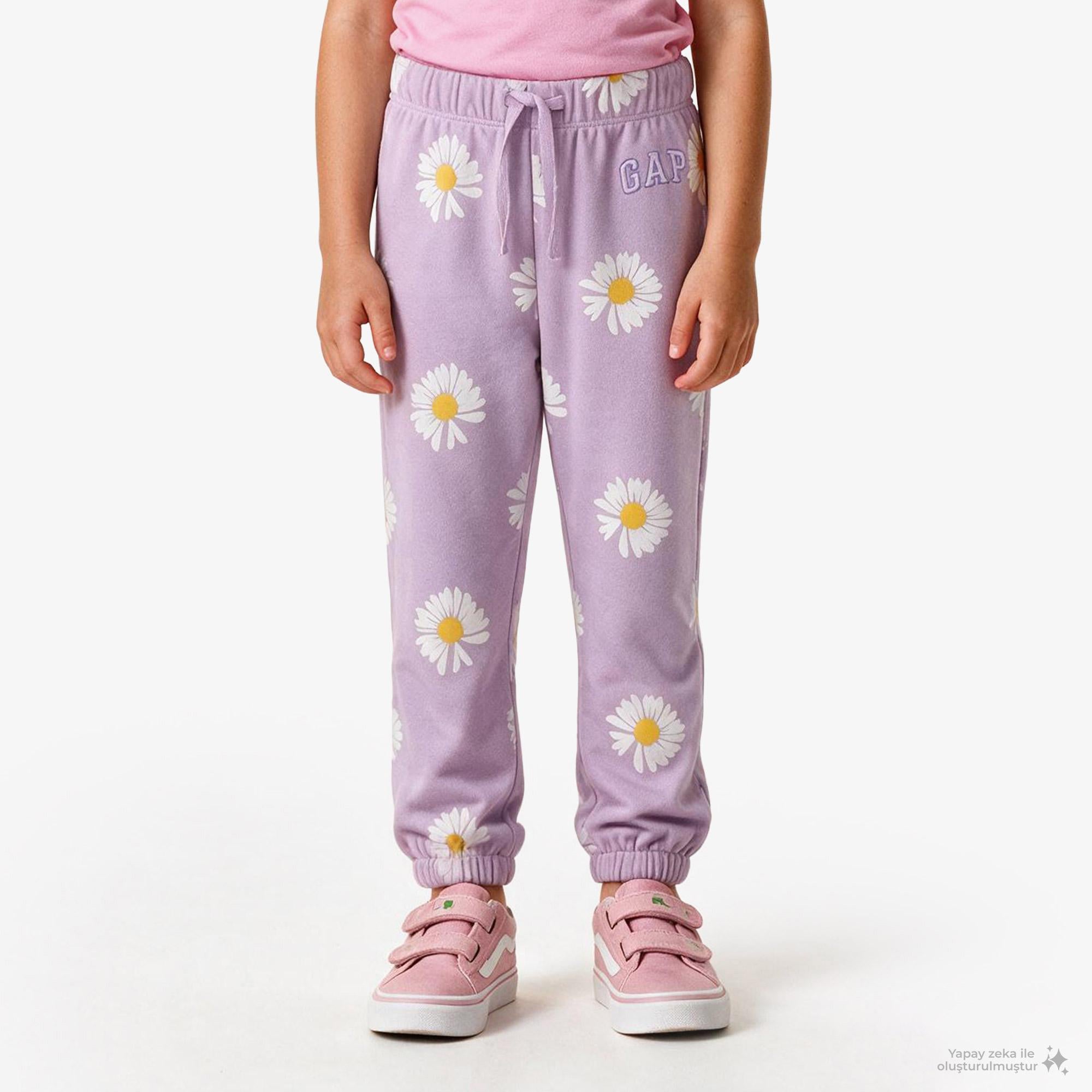 Gap Relaxed Logo Fransız Havlu Kumaş Çocuk Mor Eşofman Altı