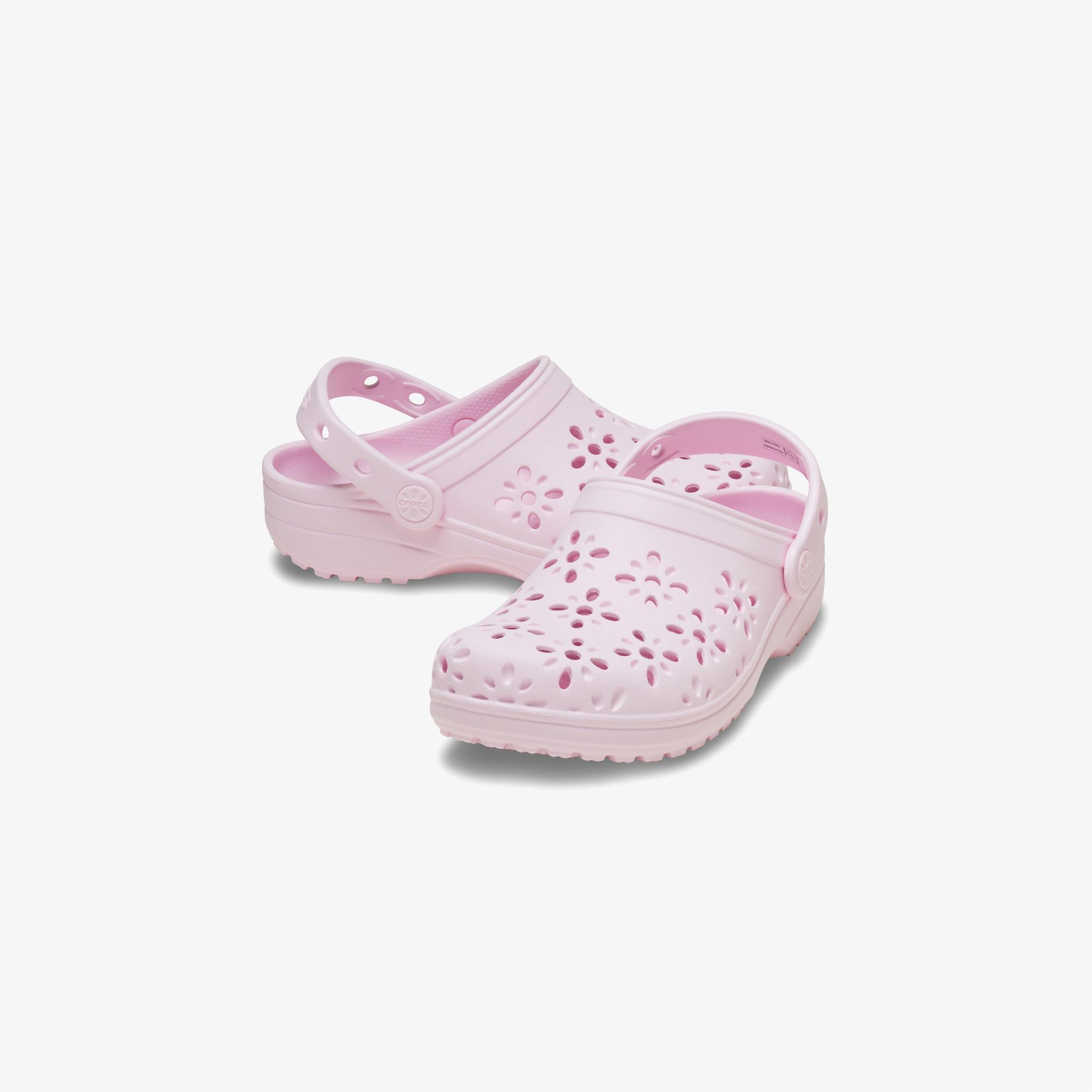 Crocs Classic Floral Cut Out Clog Çocuk Pembe Terlik