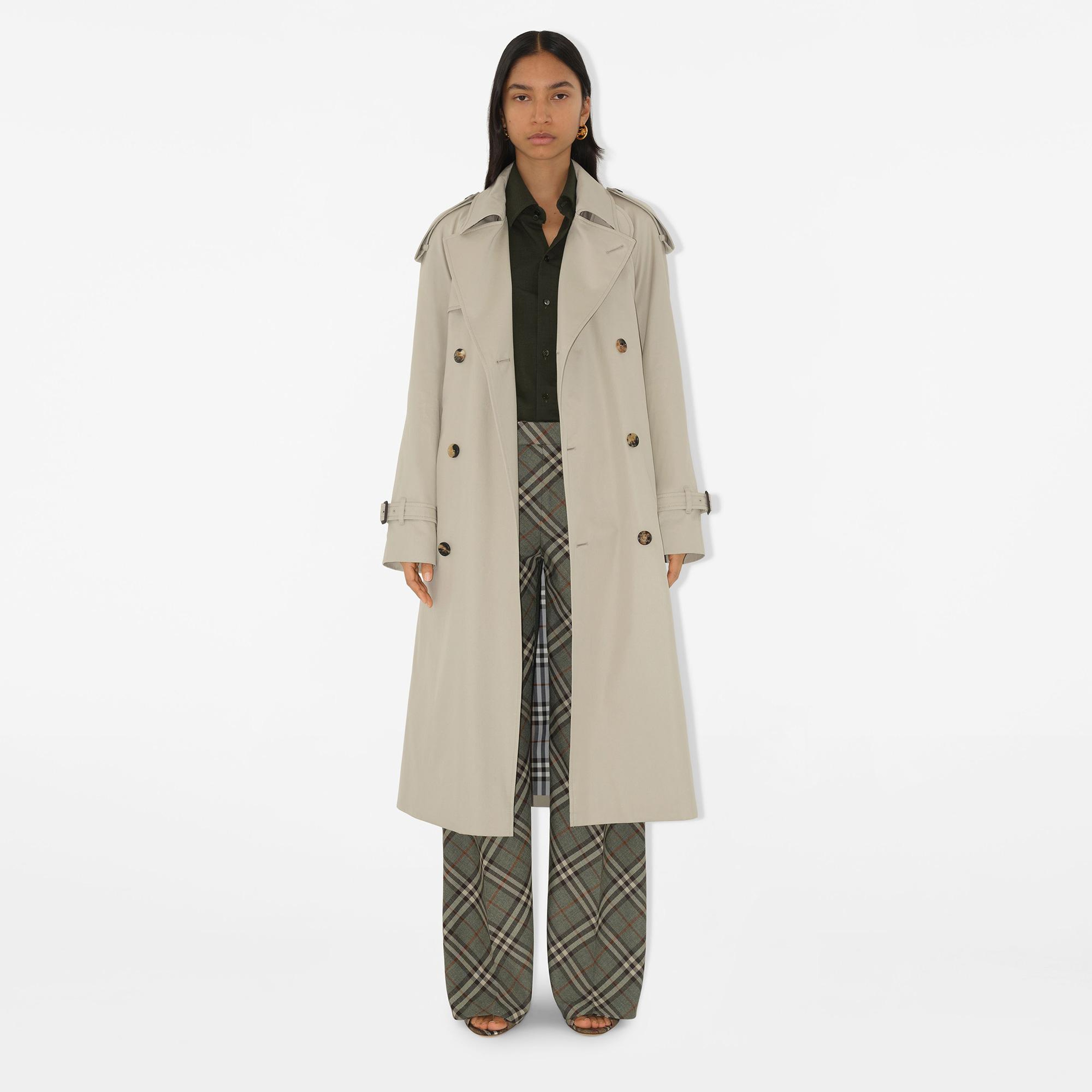 Burberry Cas Long Castleford Kadın Krem Trençkot