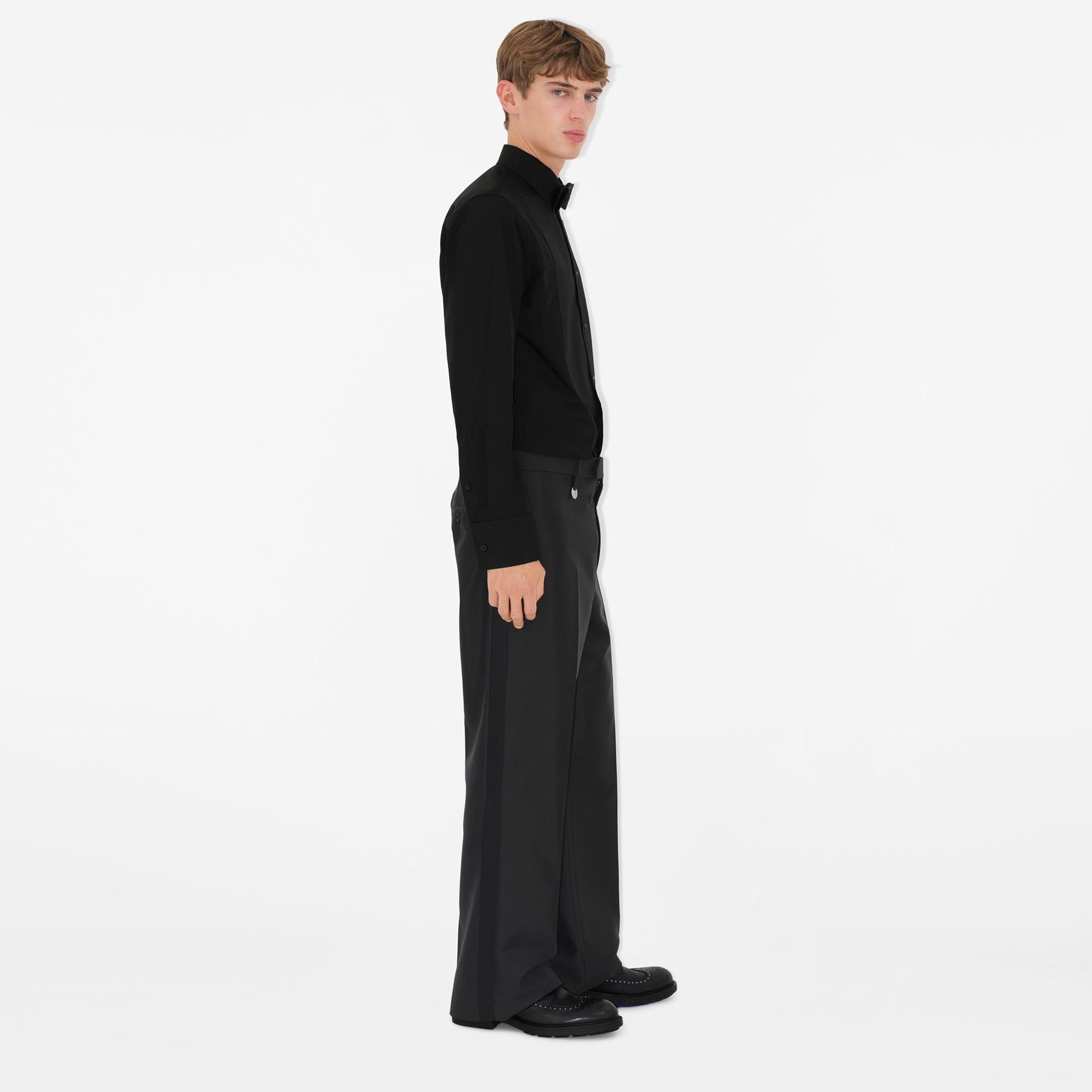 Burberry Slim Fit Cotton Silk Tuxedo Erkek Siyah Gömlek