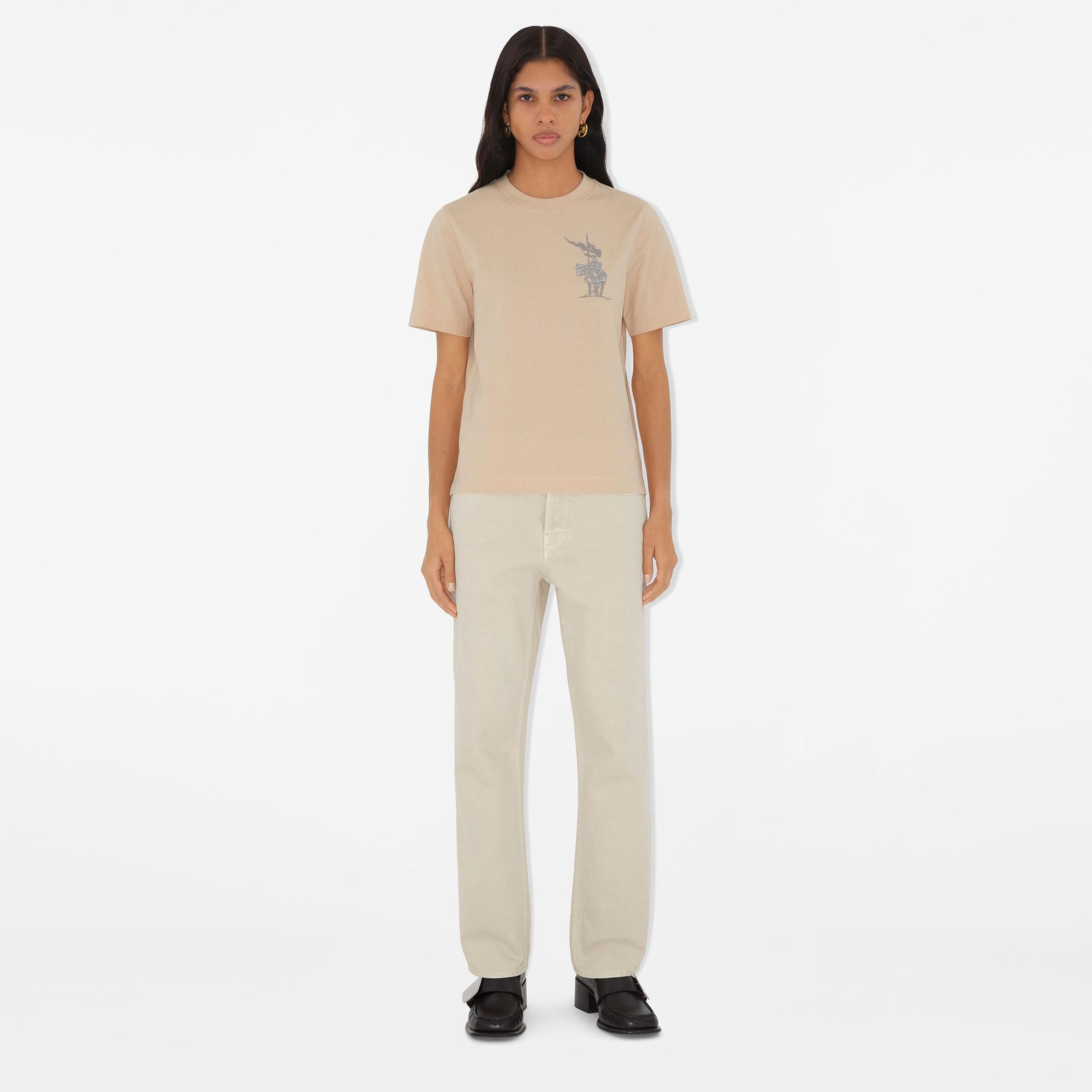 Burberry Sic Cotton Kadın Krem T-Shirt