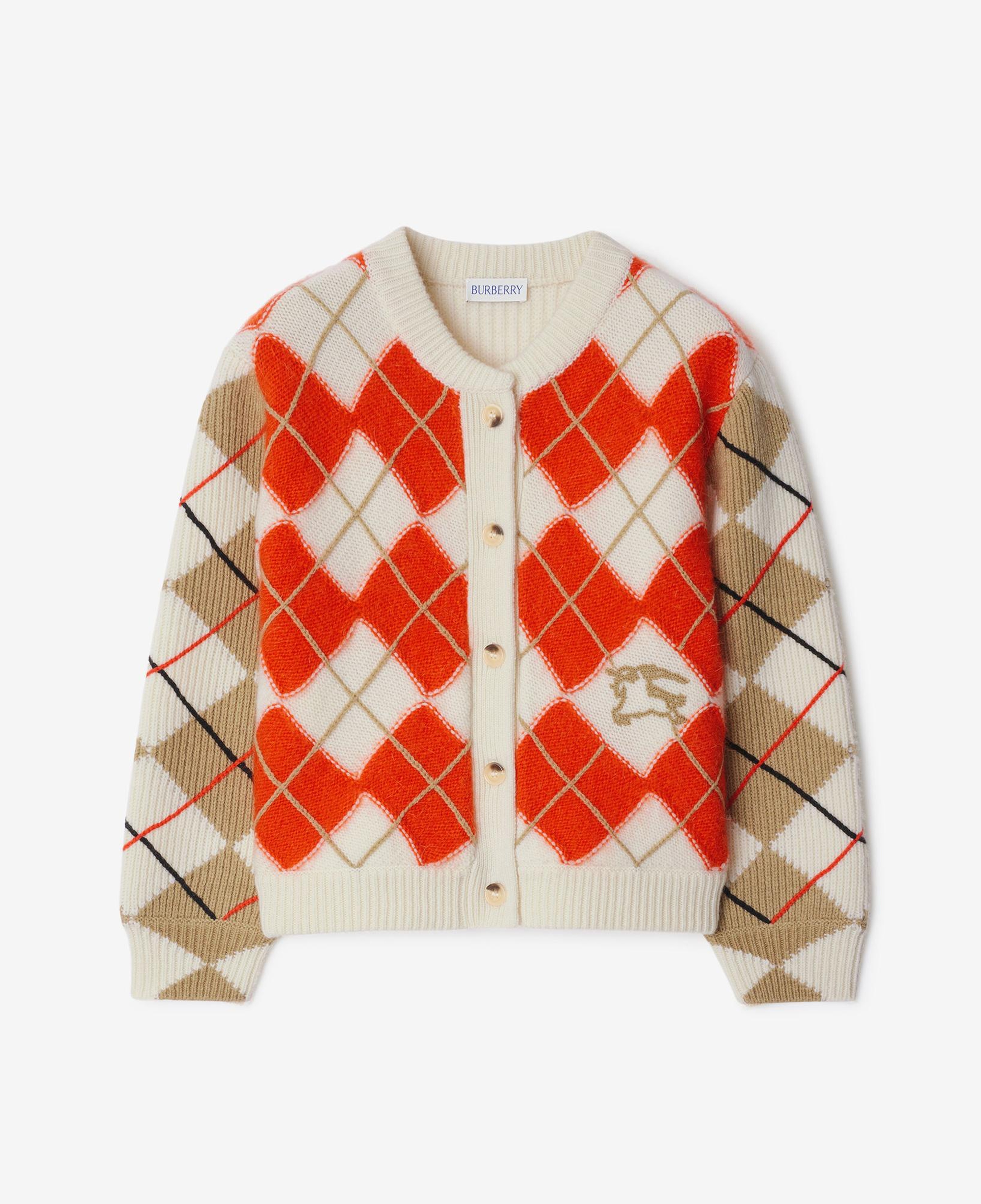 Burberry Argyle Bomber Wool Cardigan Çocuk Kırmızı Hırka