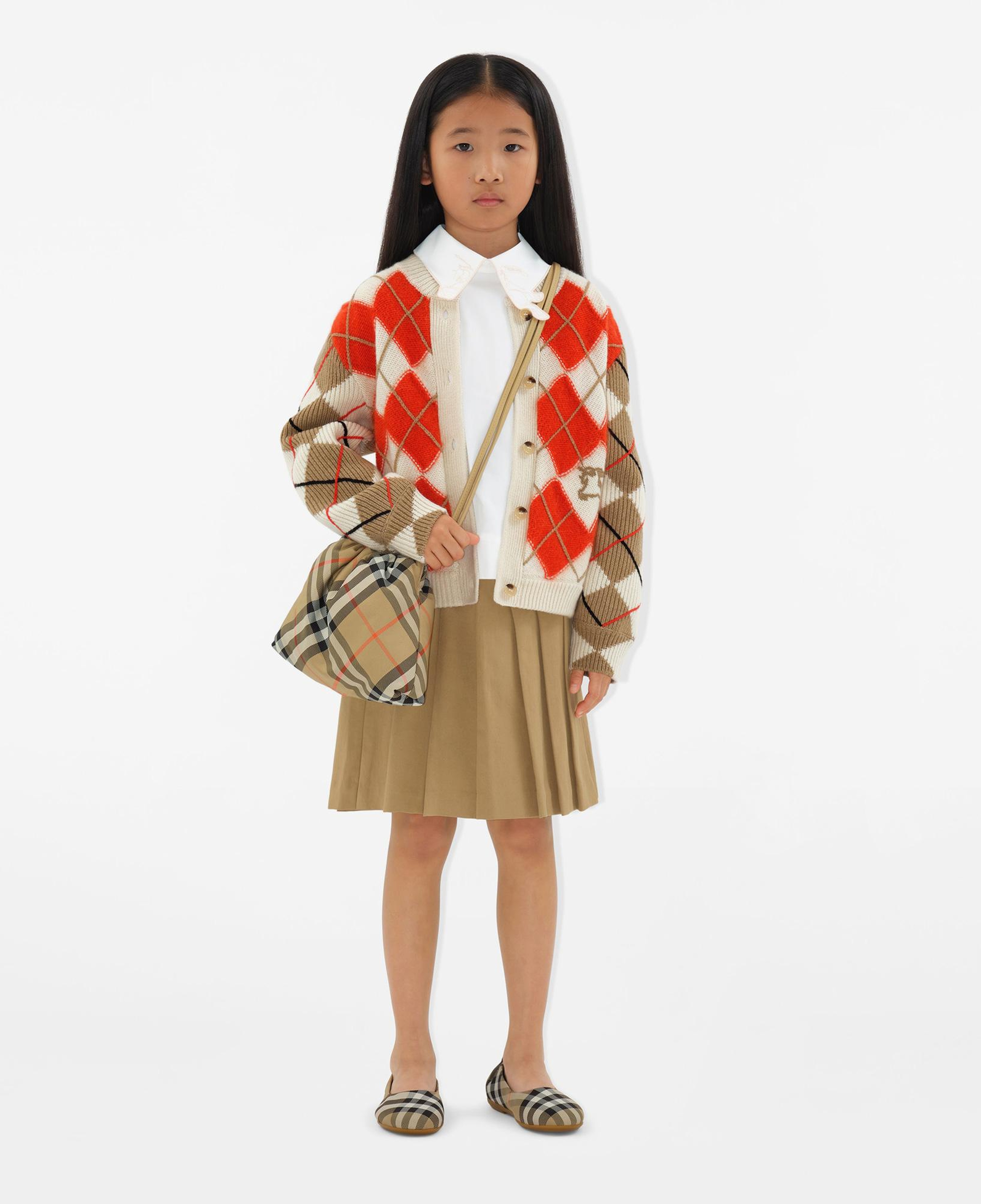 Burberry Argyle Bomber Wool Cardigan Çocuk Kırmızı Hırka