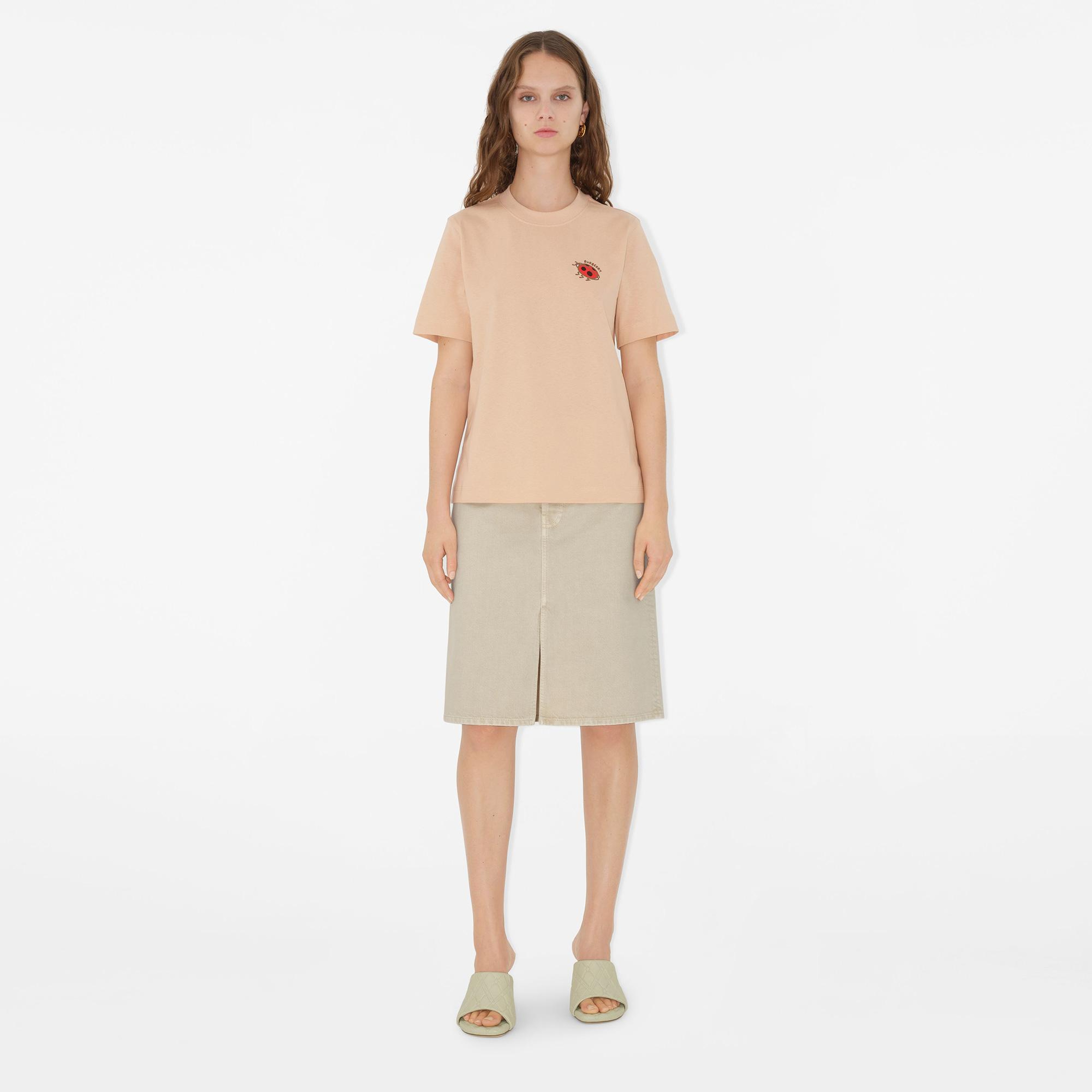 Burberry Sic Ladybug Cotton Kadın Krem T-Shirt