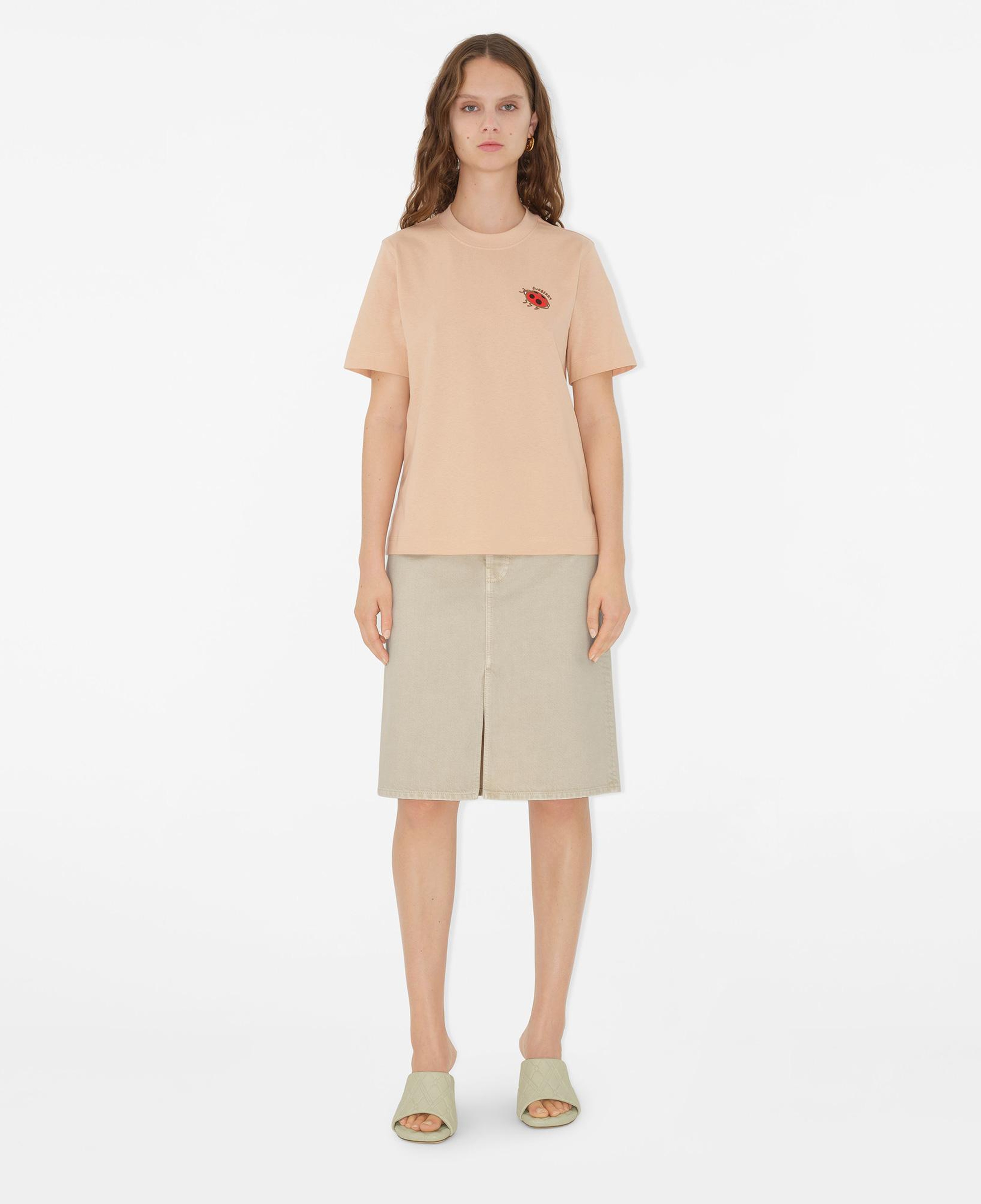 Burberry Sic Ladybug Cotton Kadın Krem T-Shirt