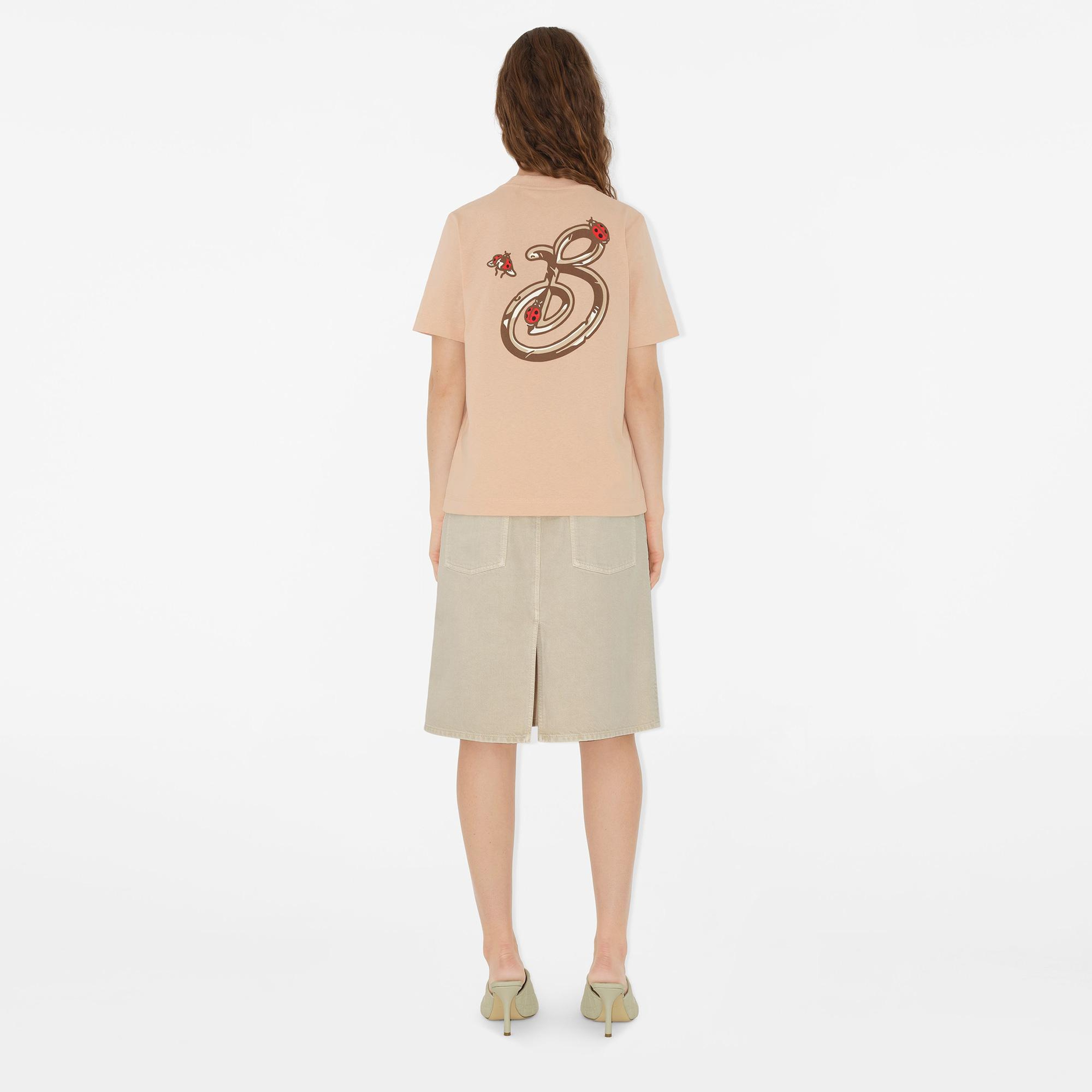 Burberry Sic Ladybug Cotton Kadın Krem T-Shirt