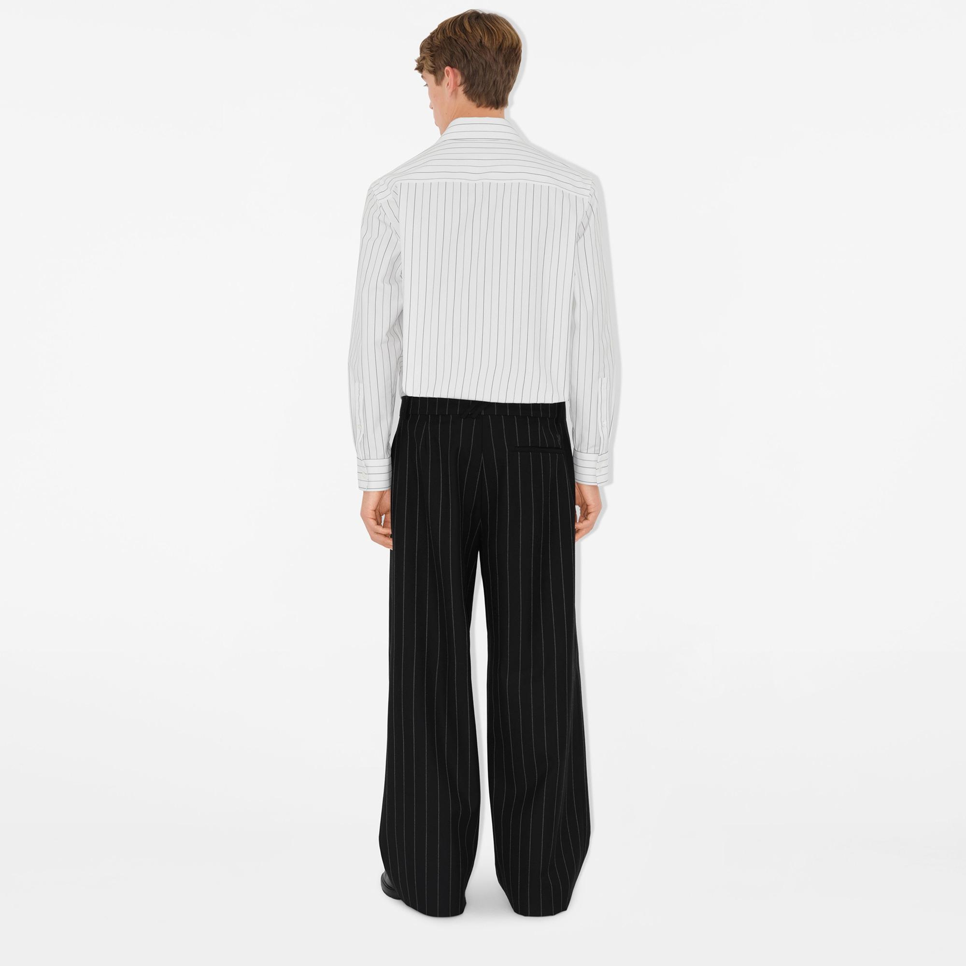 Burberry Pinstriped Wool Tailored Erkek Lacivert Pantolon