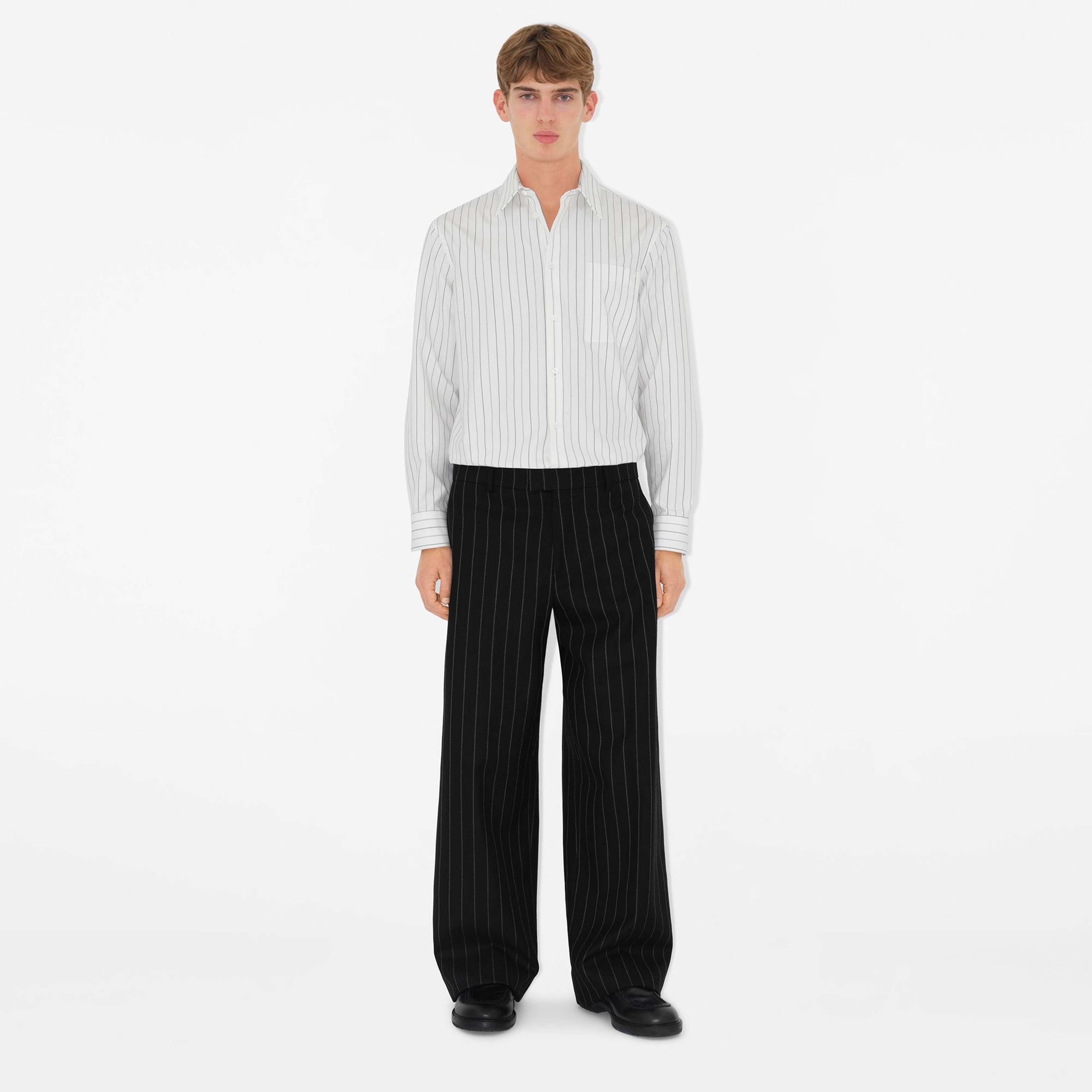 Burberry Pinstriped Wool Tailored Erkek Lacivert Pantolon