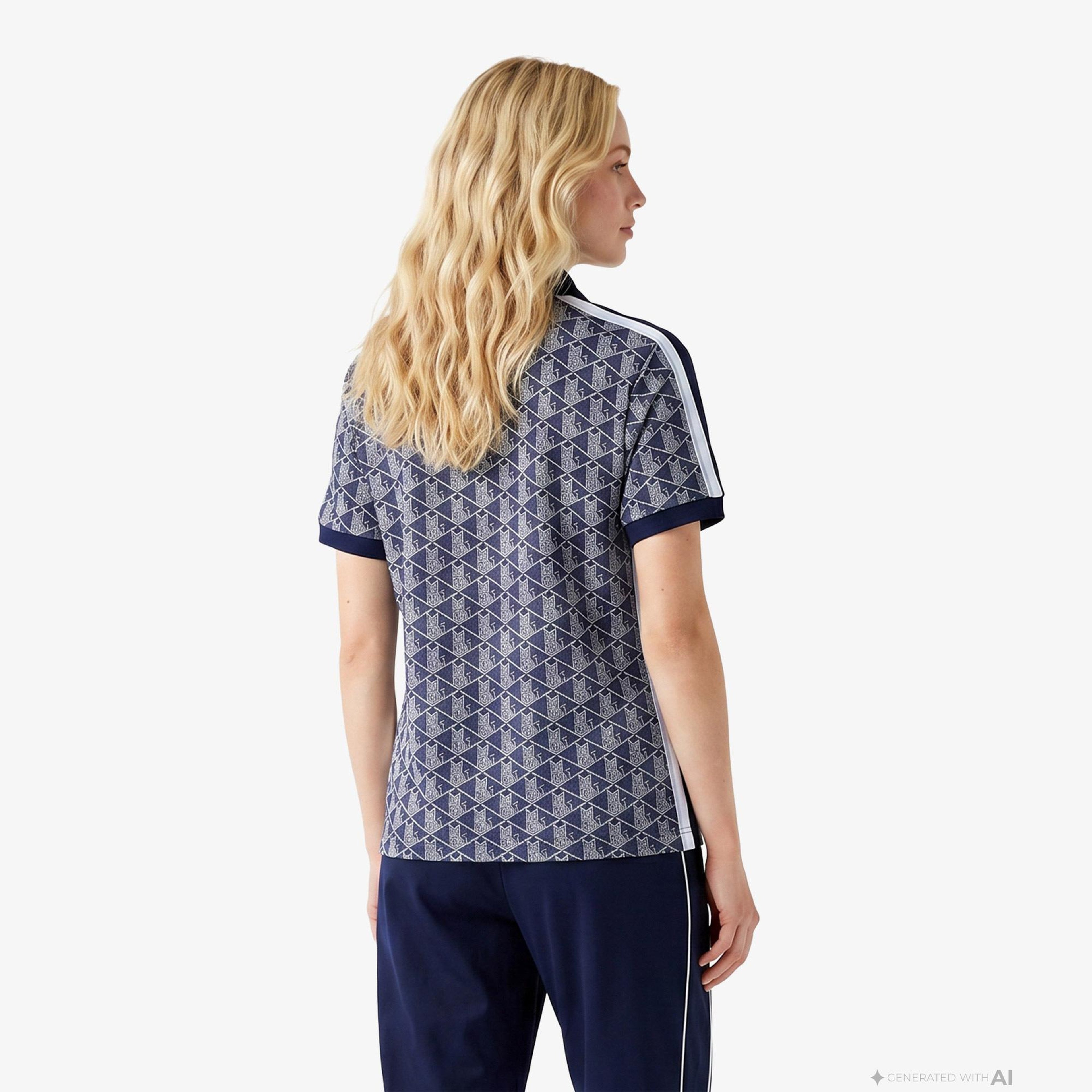 Lacoste Slim Fit Monogram Kadın Siyah Polo