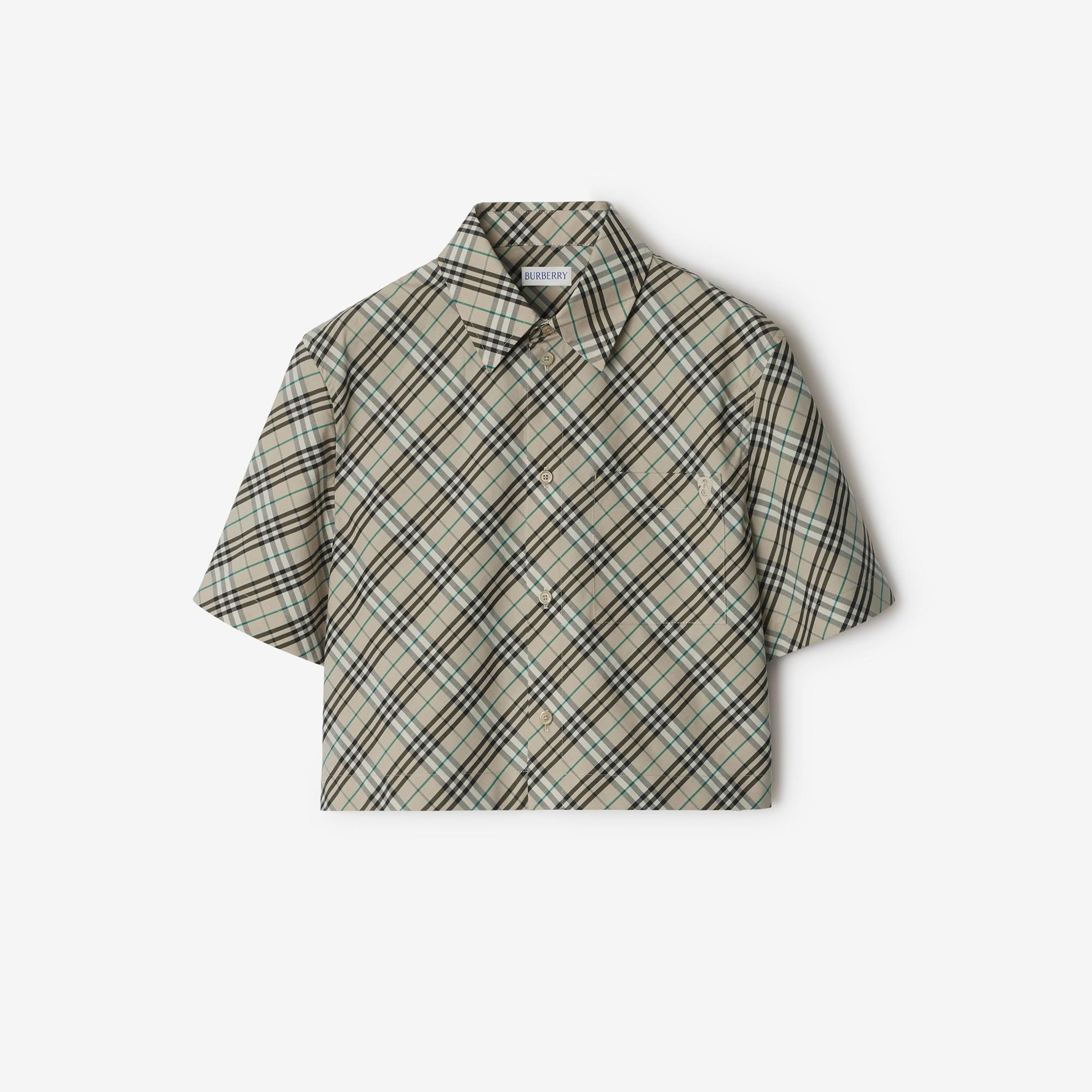Burberry Tec Cropped Cotton Kadın Bej Gömlek