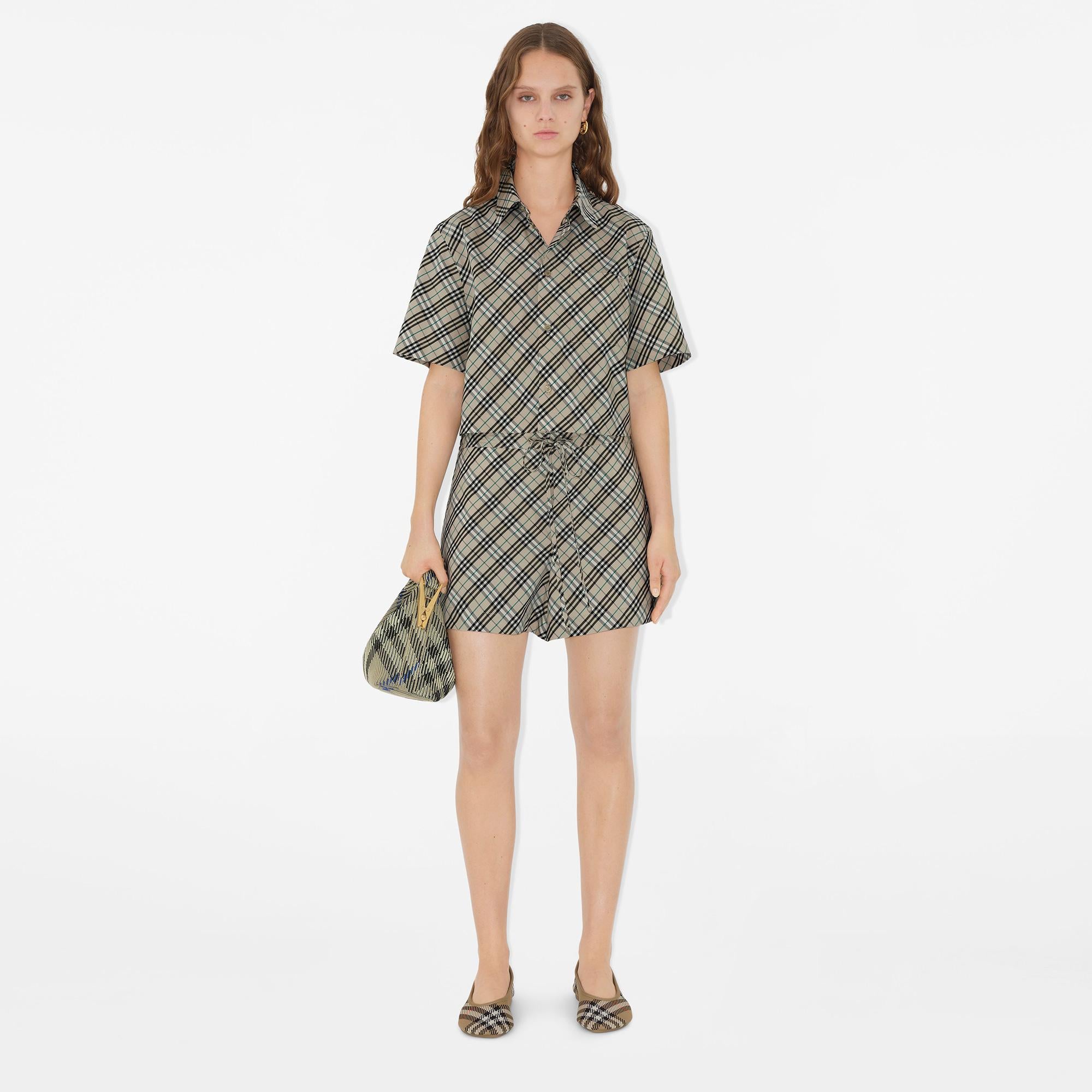 Burberry Tec Cropped Cotton Kadın Bej Gömlek