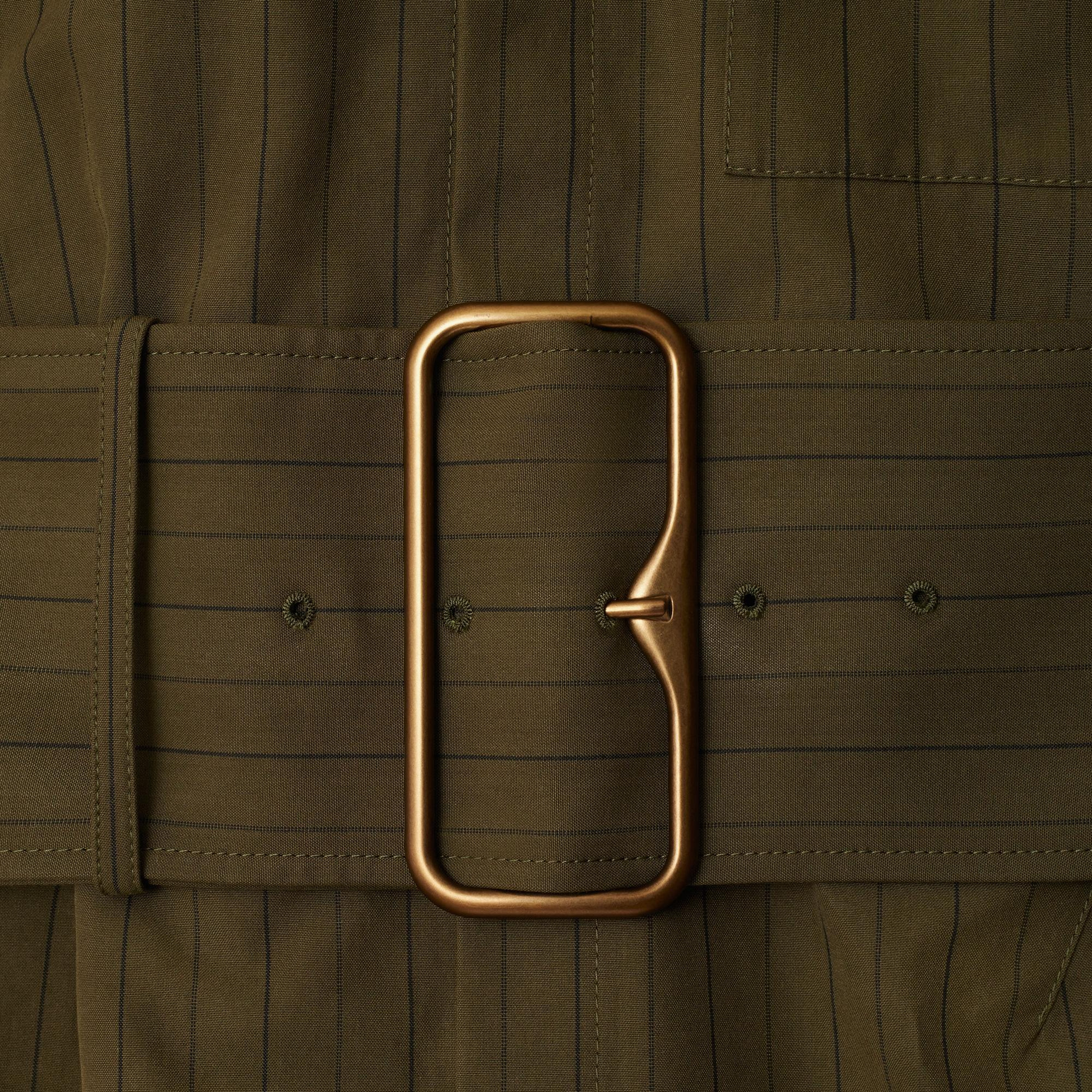 Burberry Ros Regular Fit Striped Cotton Kadın Haki Gömlek