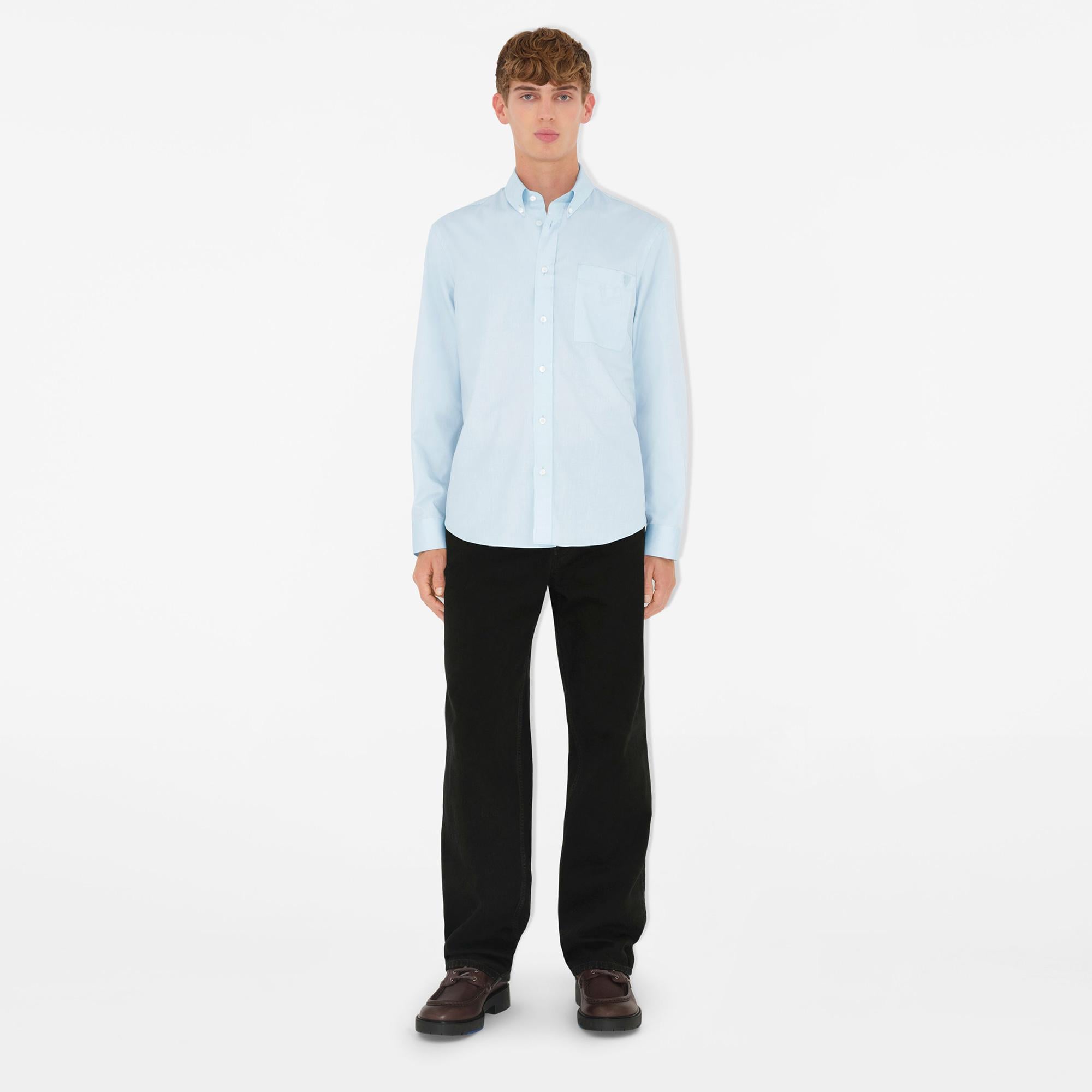 Burberry Relaxed Fit Cotton Oxford Erkek Mavi Gömlek