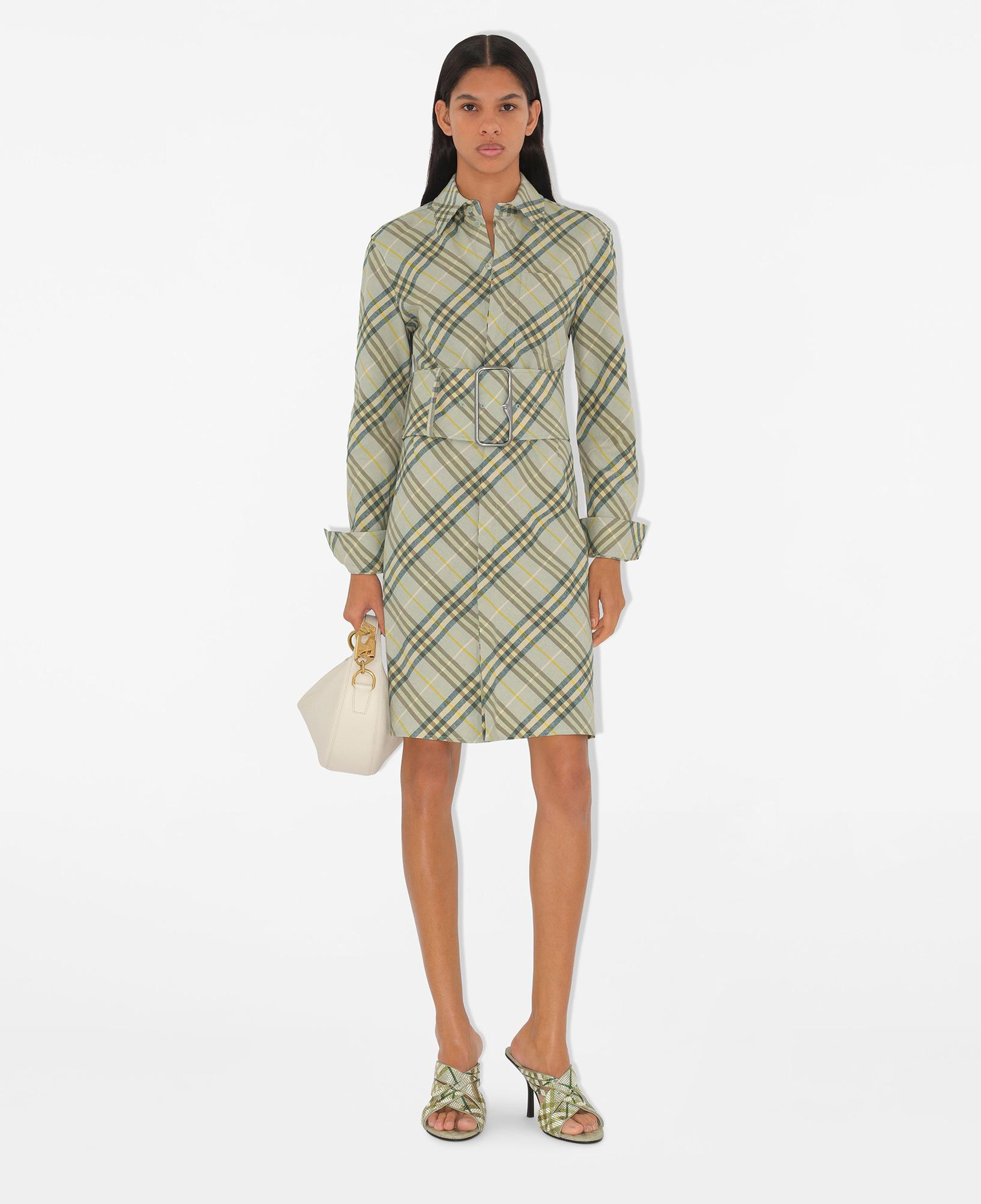 Burberry Ros Stretch Linen Kadın Krem Elbise