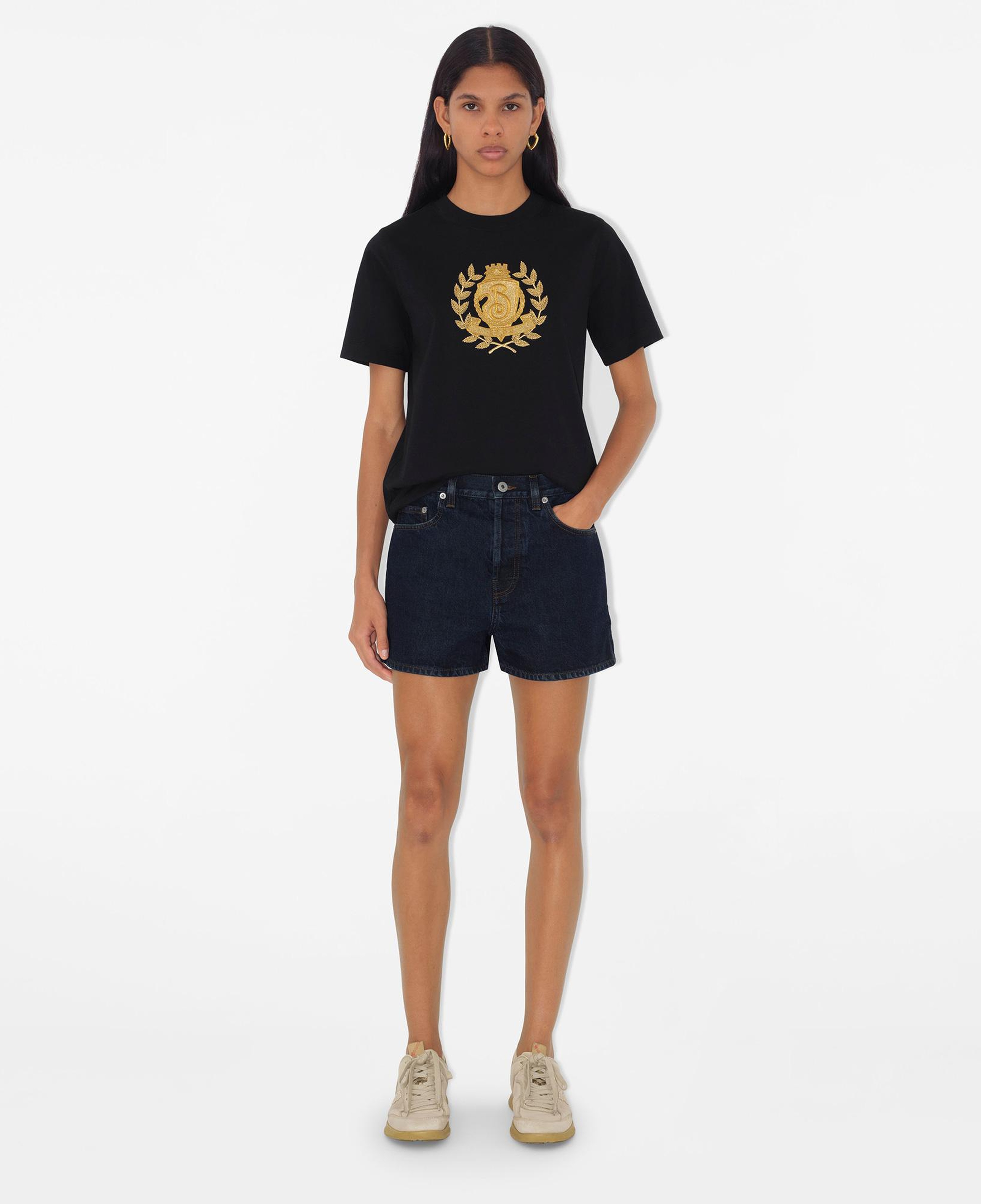 Burberry Sic Crest Cotton Kadın Siyah T-Shirt