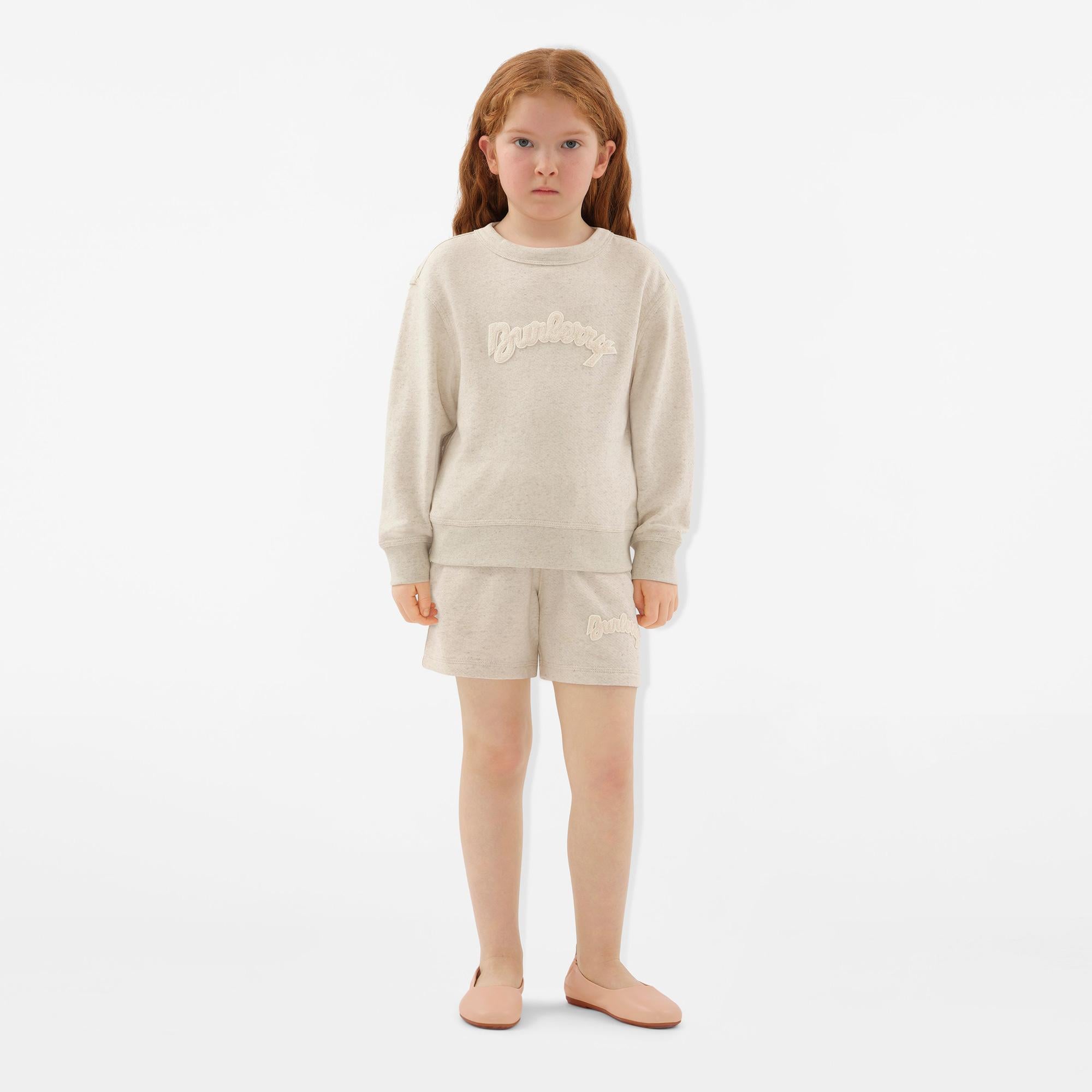 Burberry Mathew Logo Cotton Linen Çocuk Krem Sweatshirt