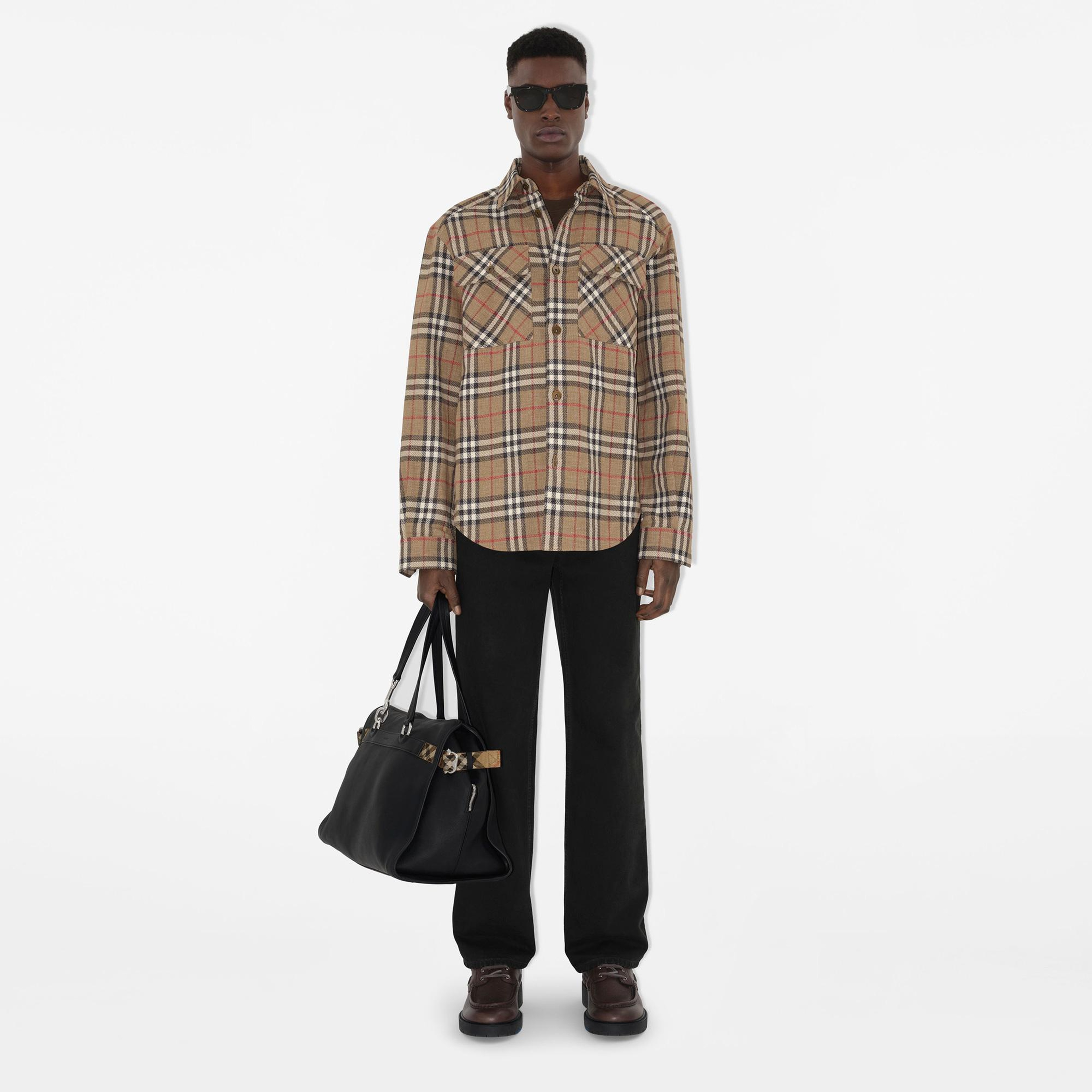 Burberry Sip Oversized Fit Cotton Linen Erkek Bej Gömlek