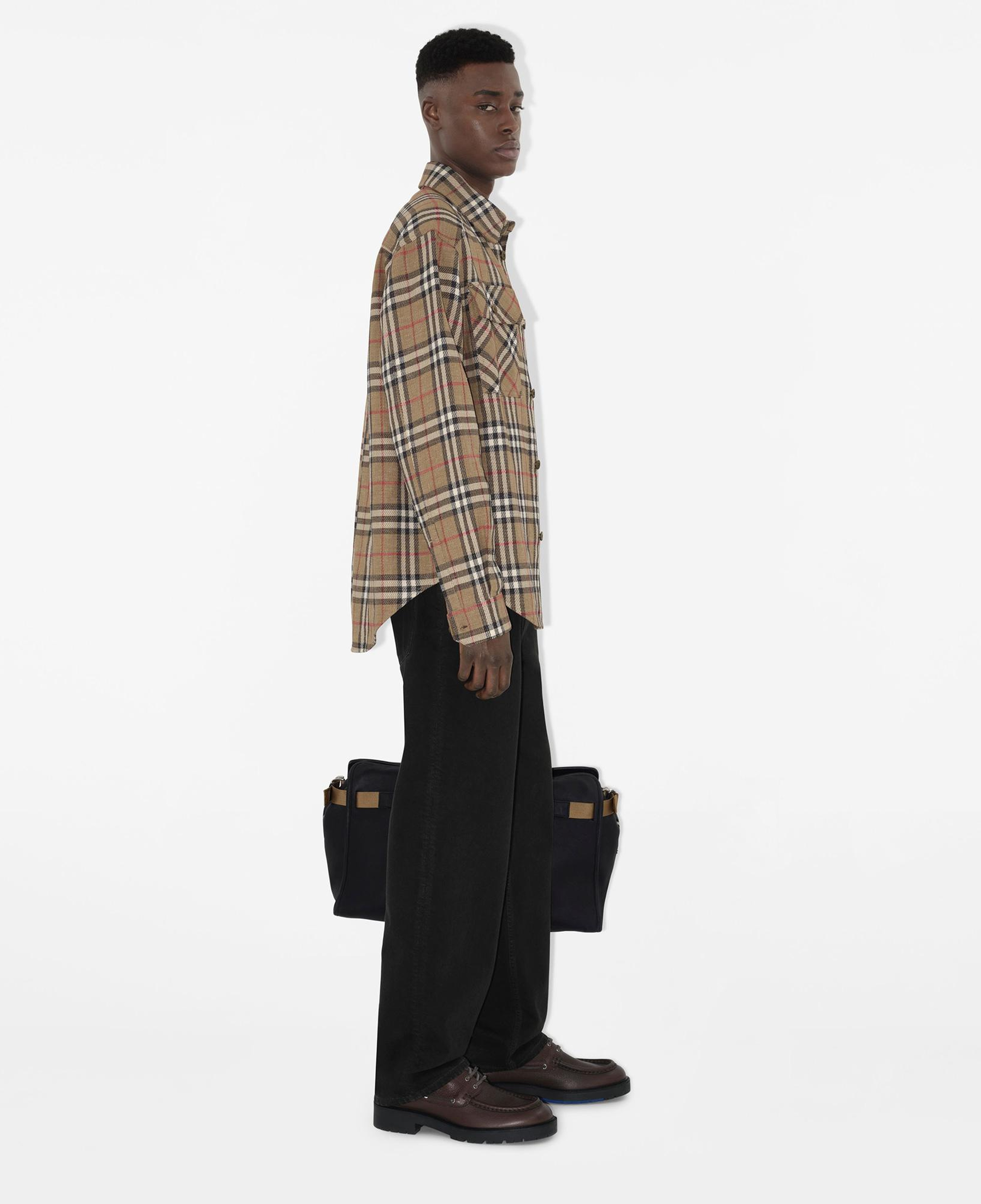 Burberry Sip Oversized Fit Cotton Linen Erkek Bej Gömlek