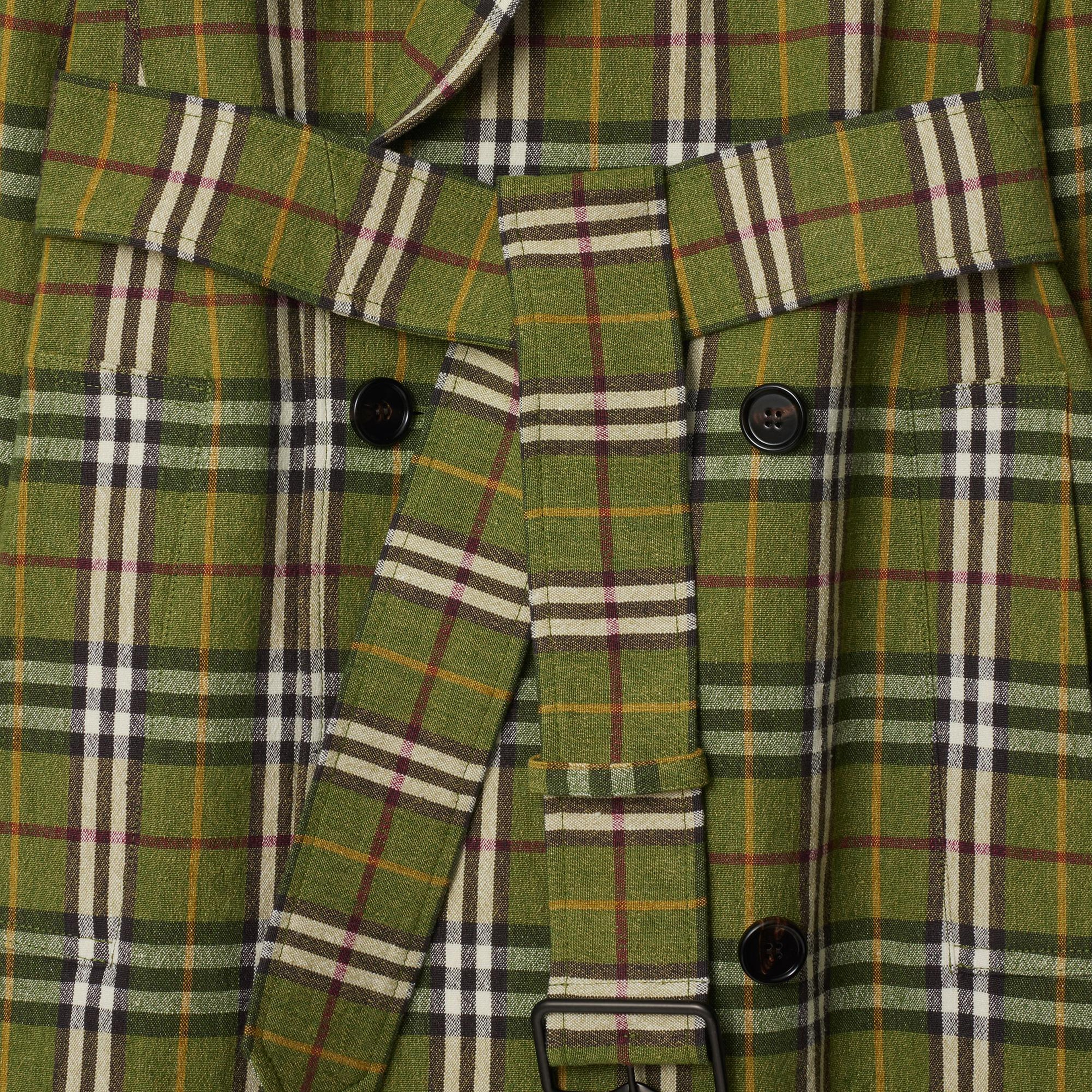 Burberry Giu Long Stretch Linen Kadın Yeşil Trençkot