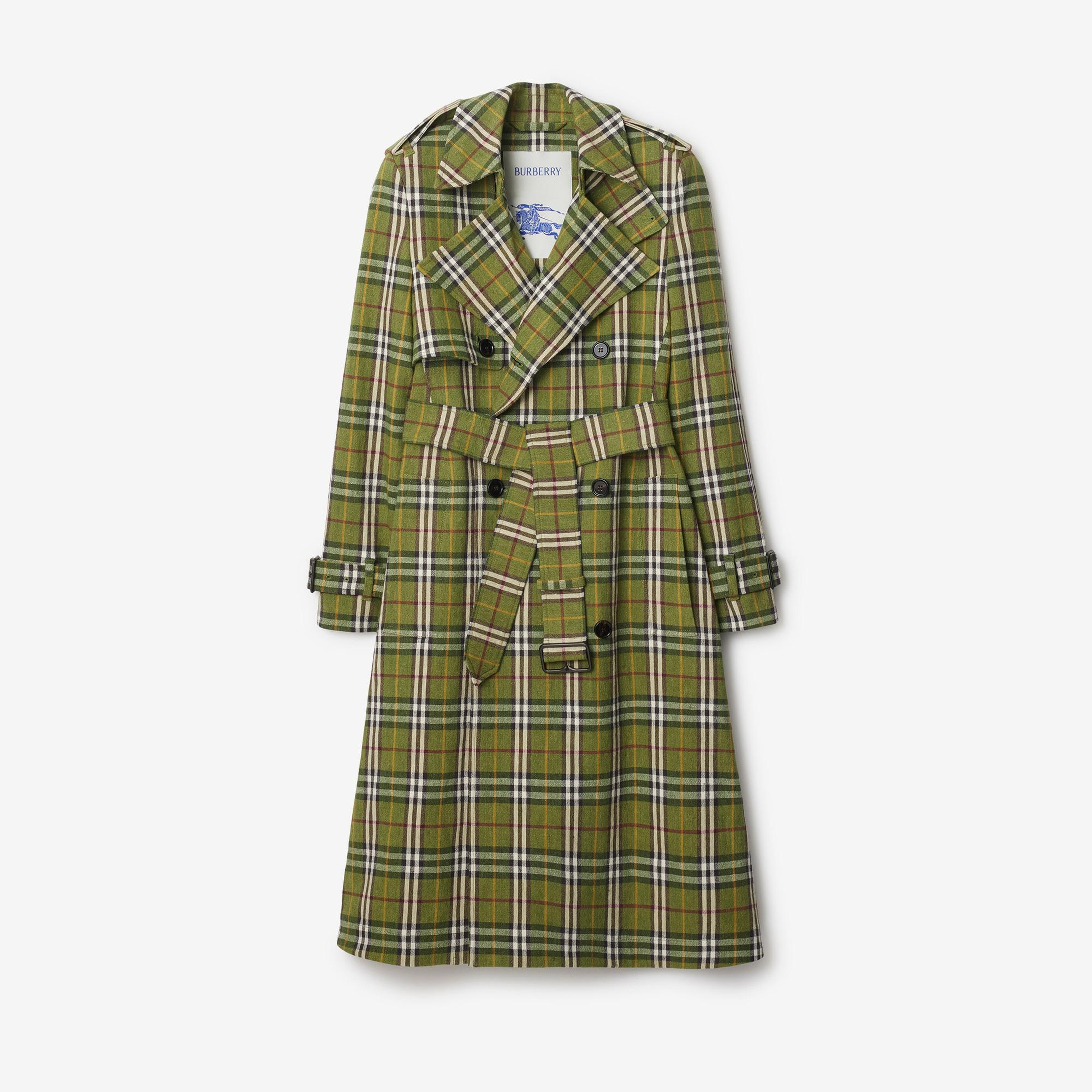 Burberry Giu Long Stretch Linen Kadın Yeşil Trençkot