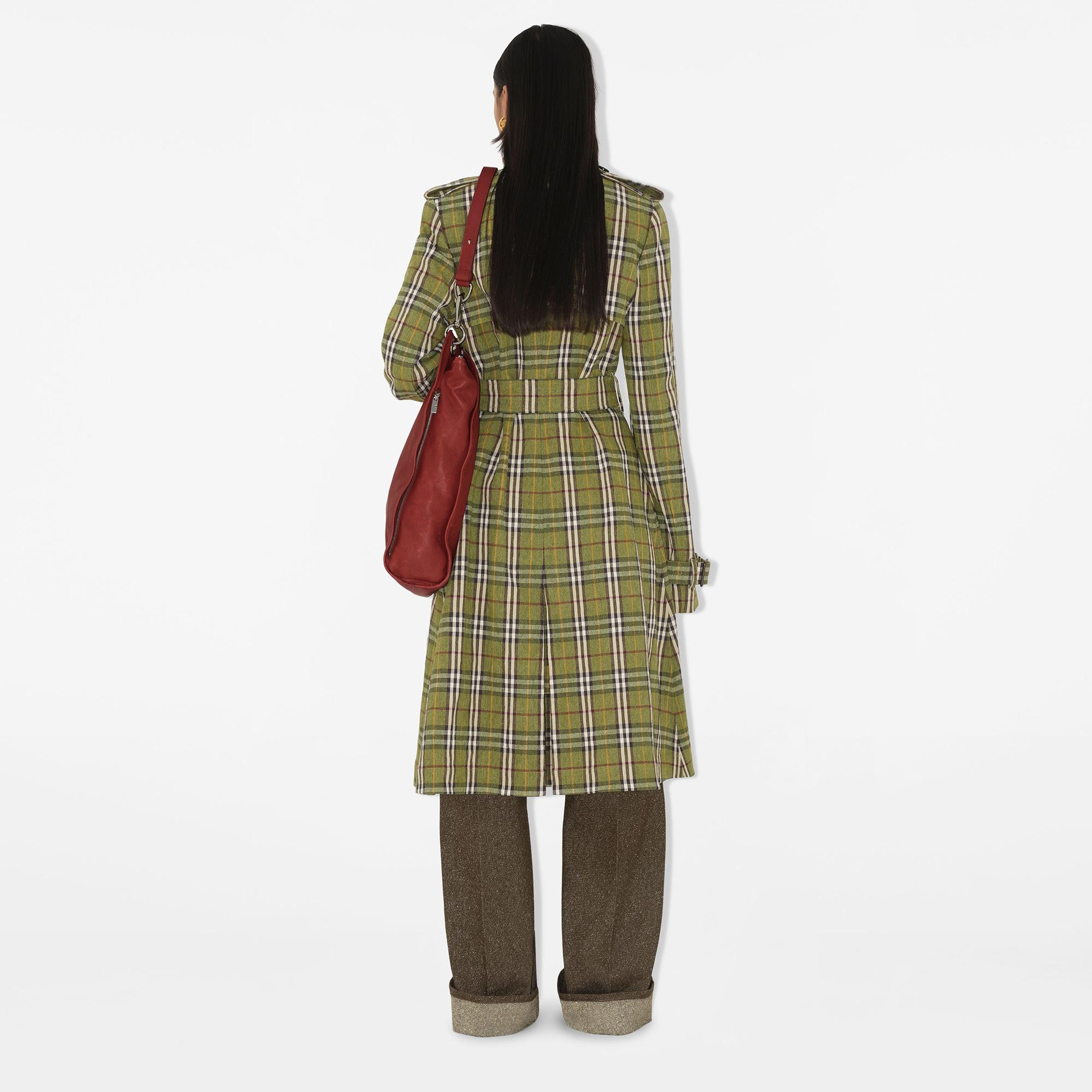 Burberry Giu Long Stretch Linen Kadın Yeşil Trençkot