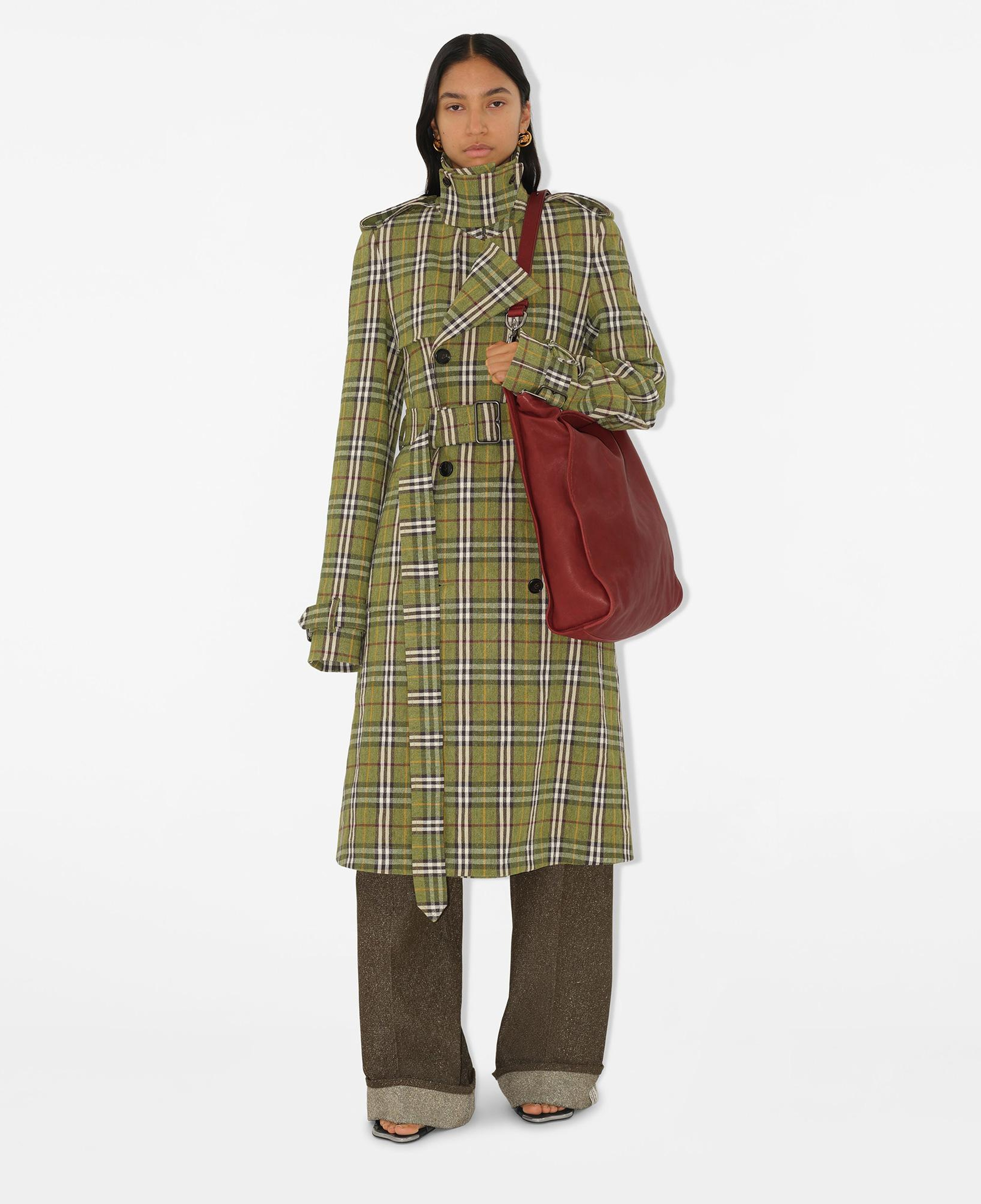 Burberry Giu Long Stretch Linen Kadın Yeşil Trençkot