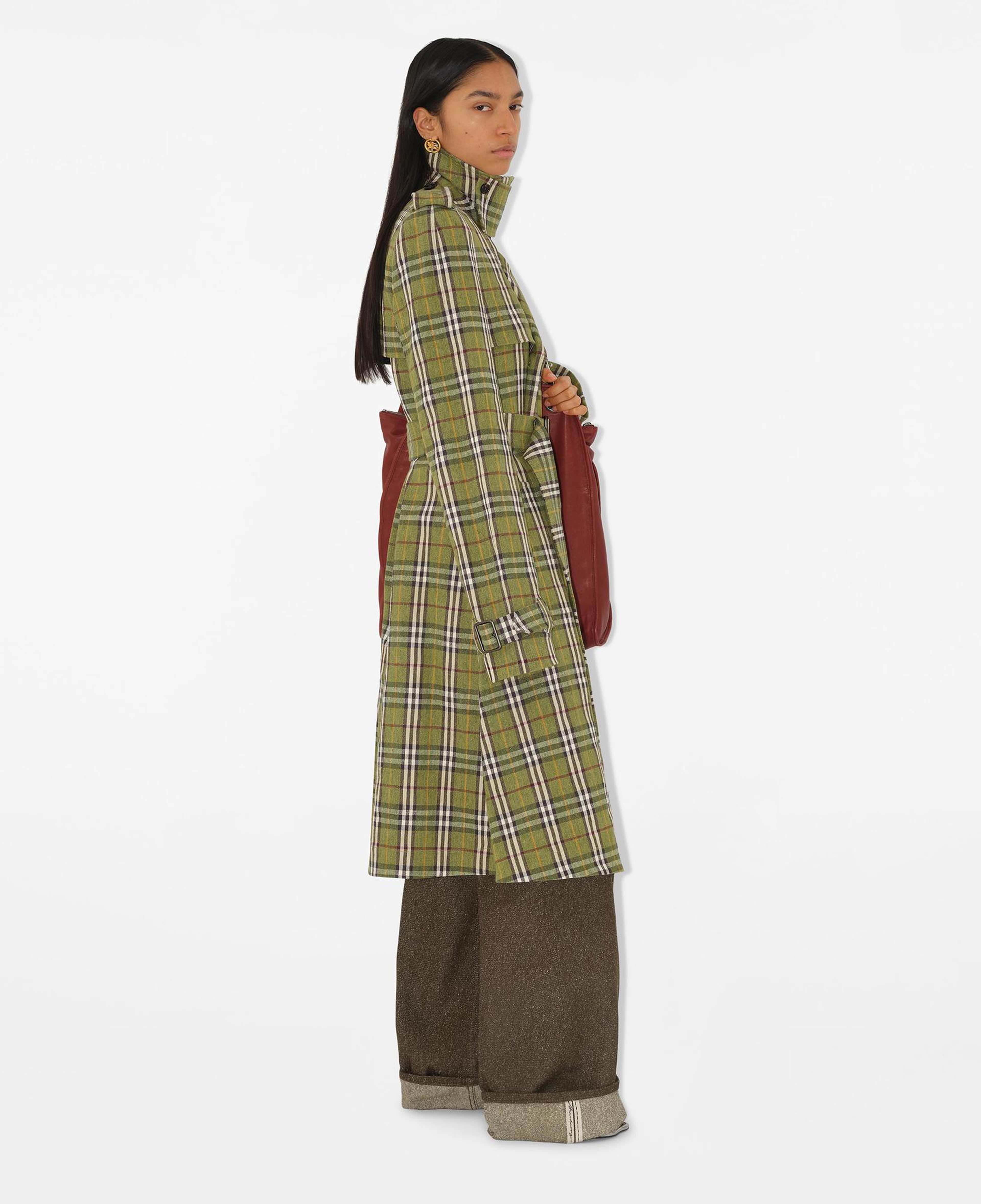Burberry Giu Long Stretch Linen Kadın Yeşil Trençkot