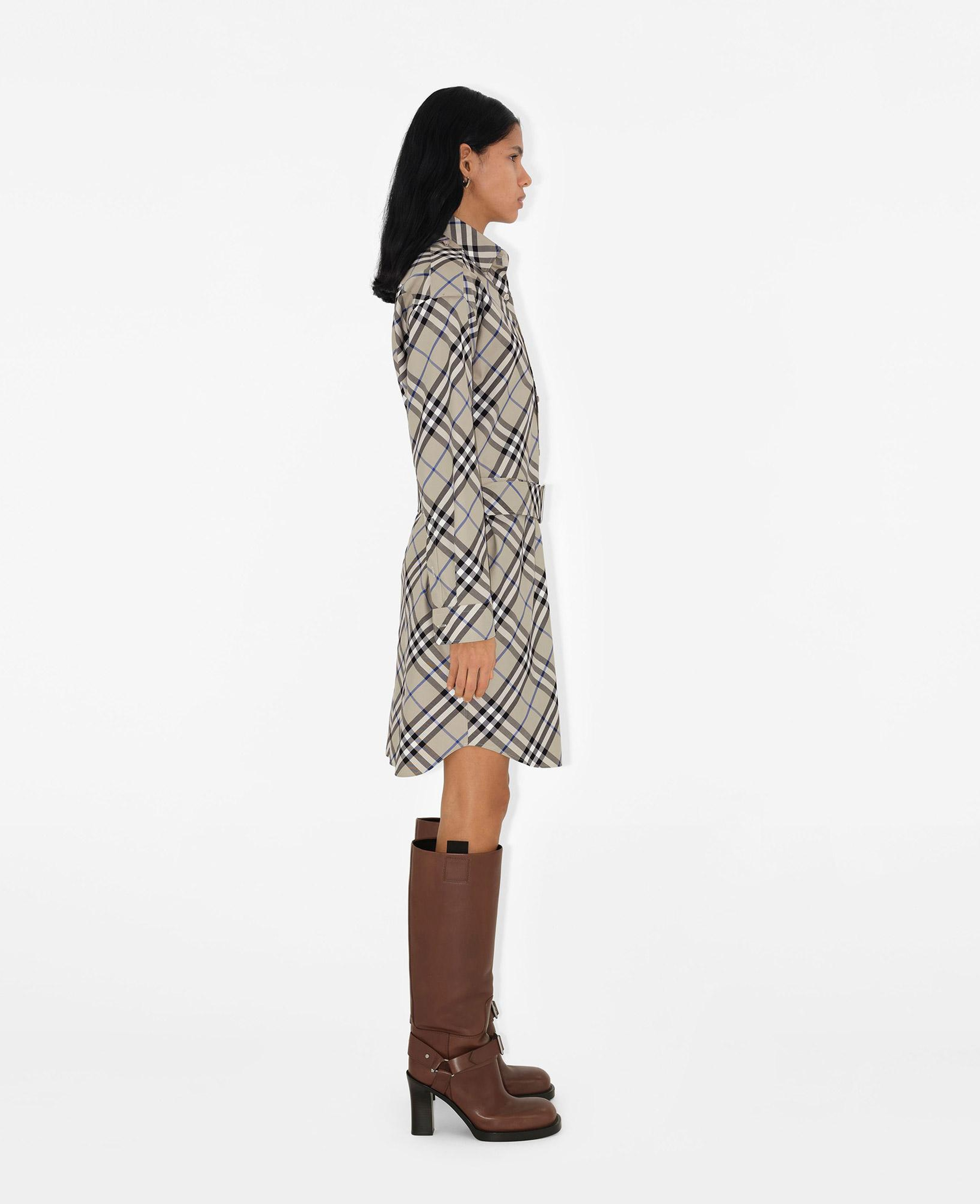 Burberry Check Pamuklu Kadın Krem Rengi Elbise