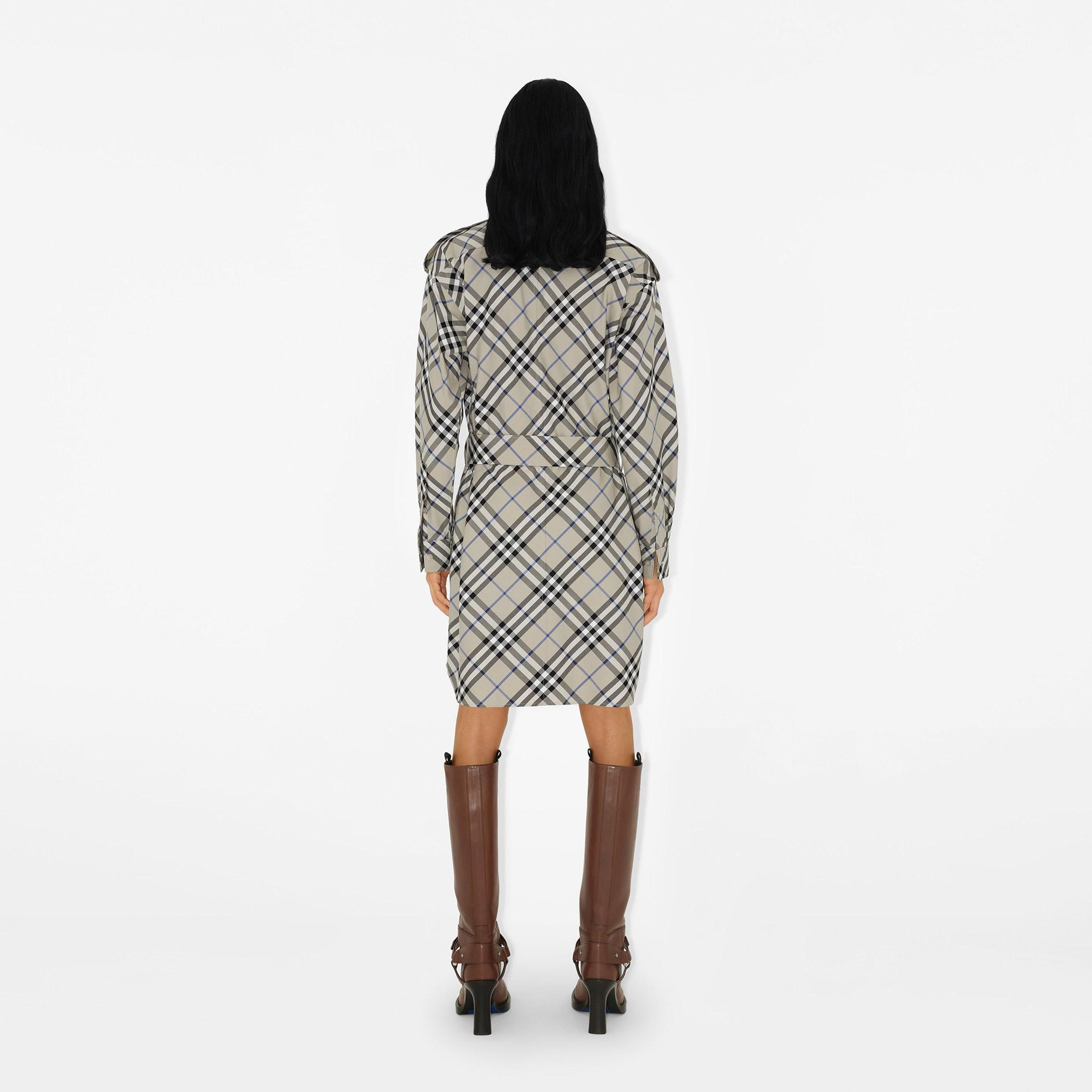 Burberry Check Pamuklu Kadın Krem Rengi Elbise