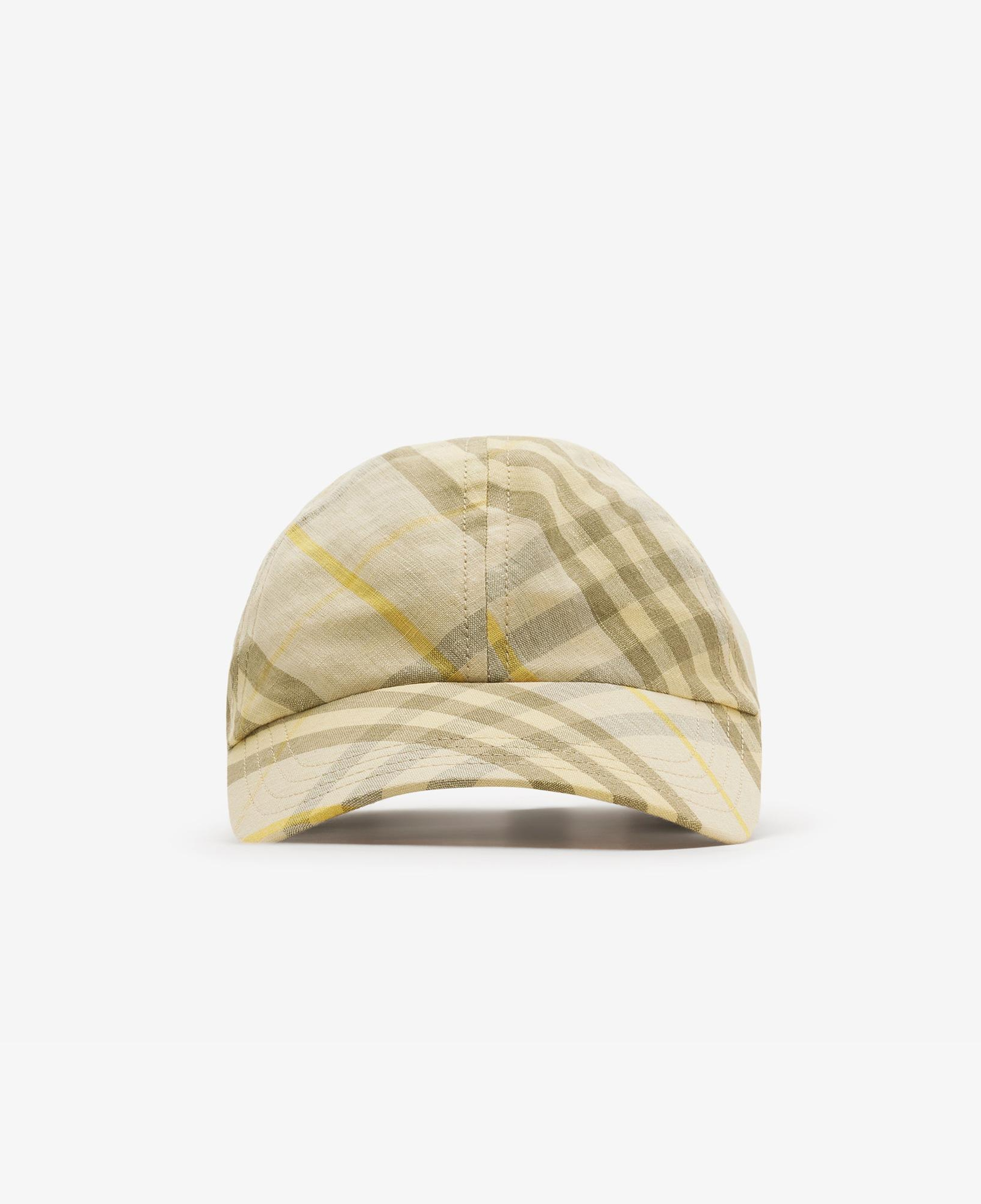 Burberry Check Linen Baseball Erkek Krem Rengi Şapka