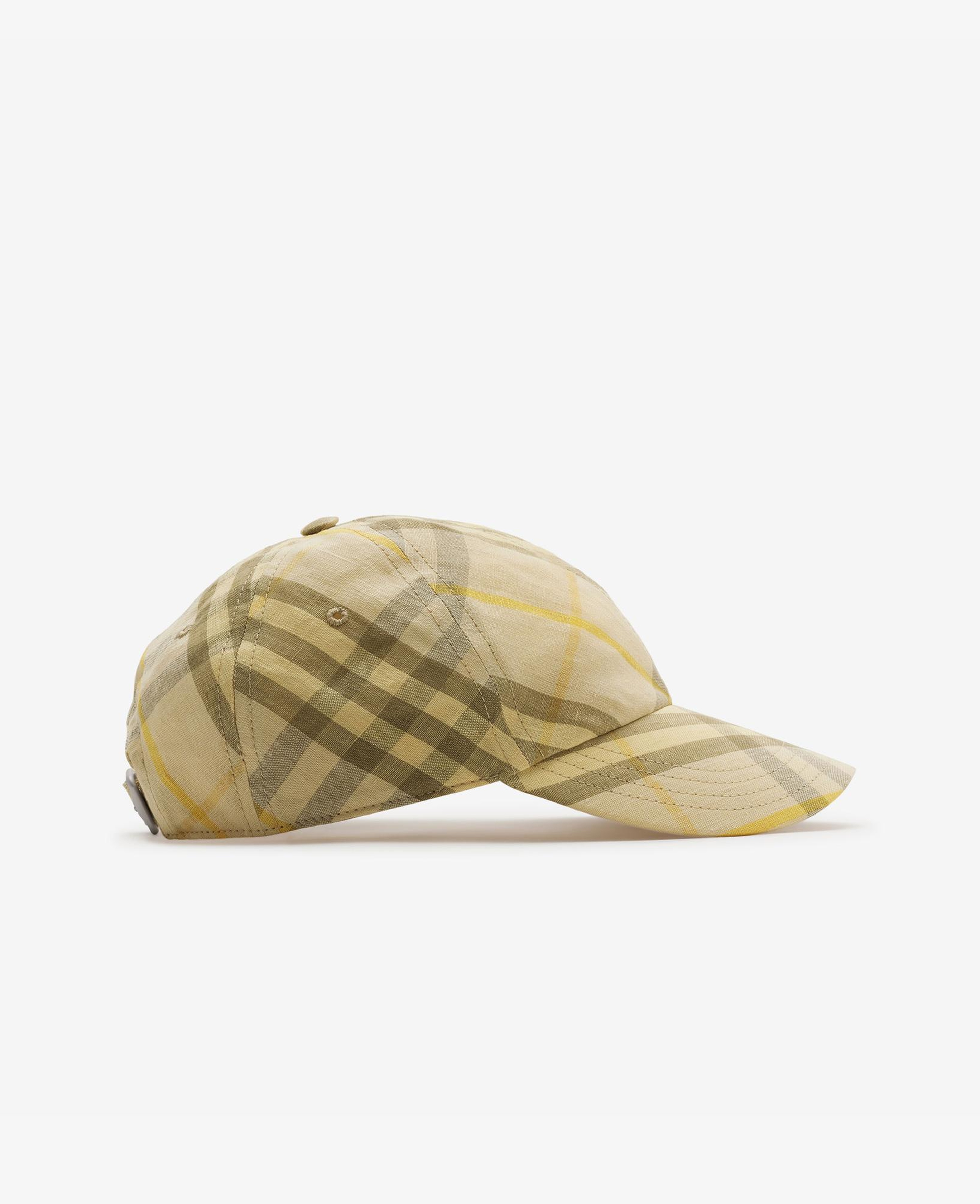Burberry Check Linen Baseball Erkek Krem Rengi Şapka